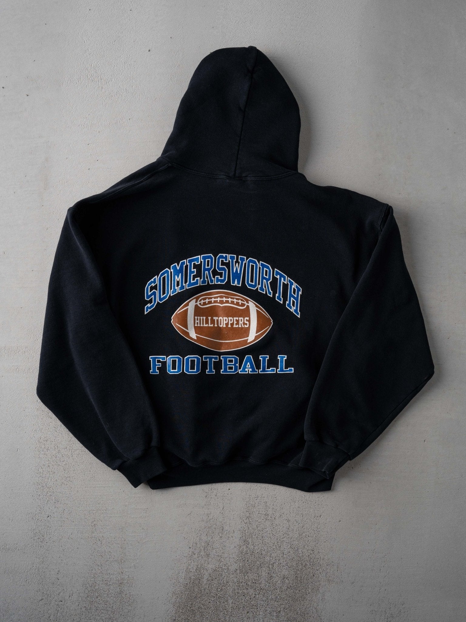 Vintage Y2k Black Somersworth Football Russell Athletic Boxy Hoodie (L)