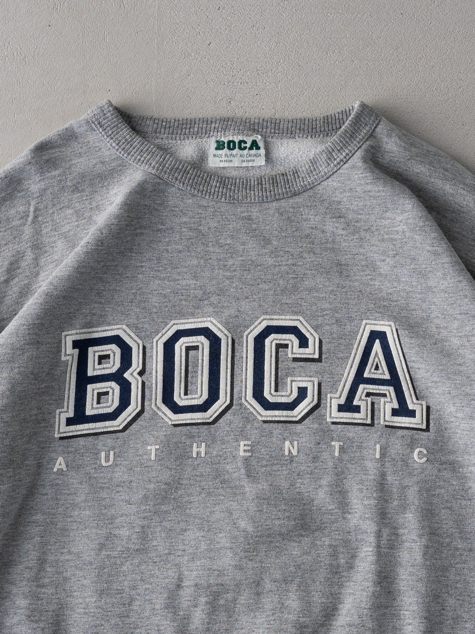 Vintage 90s Grey Boca Authentic Boxy Crewneck (L)