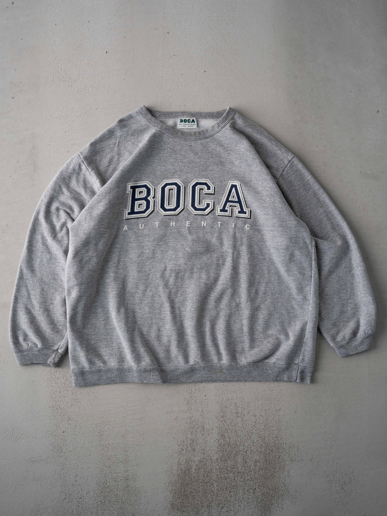 Vintage 90s Grey Boca Authentic Boxy Crewneck (L)