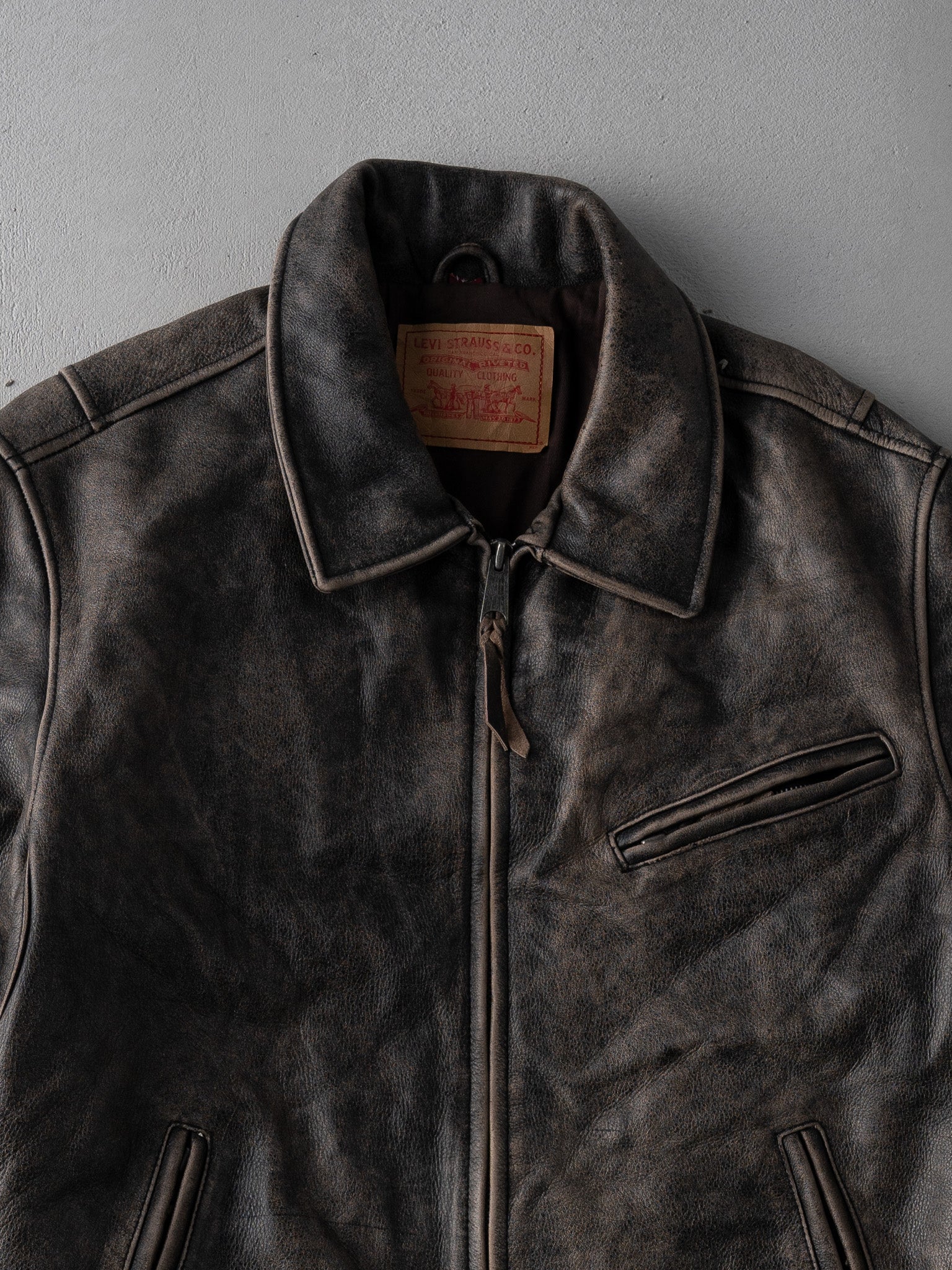 Vintage 90s Washed Brown Levis Leather Jacket (L) – Rebalance Vintage