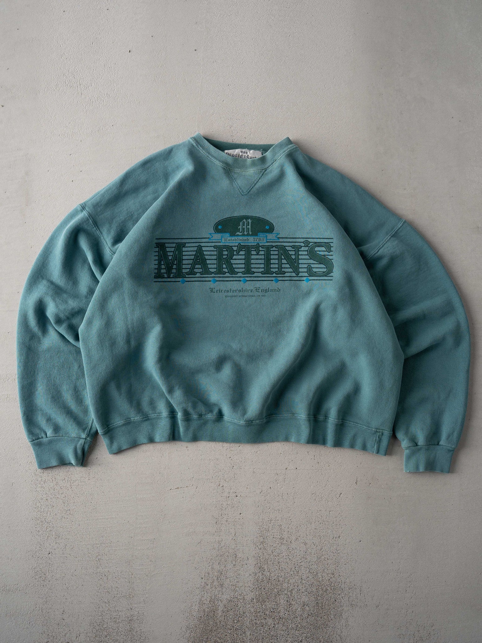 Vintage 92' Teal Martins England Boxy Crewneck (L)