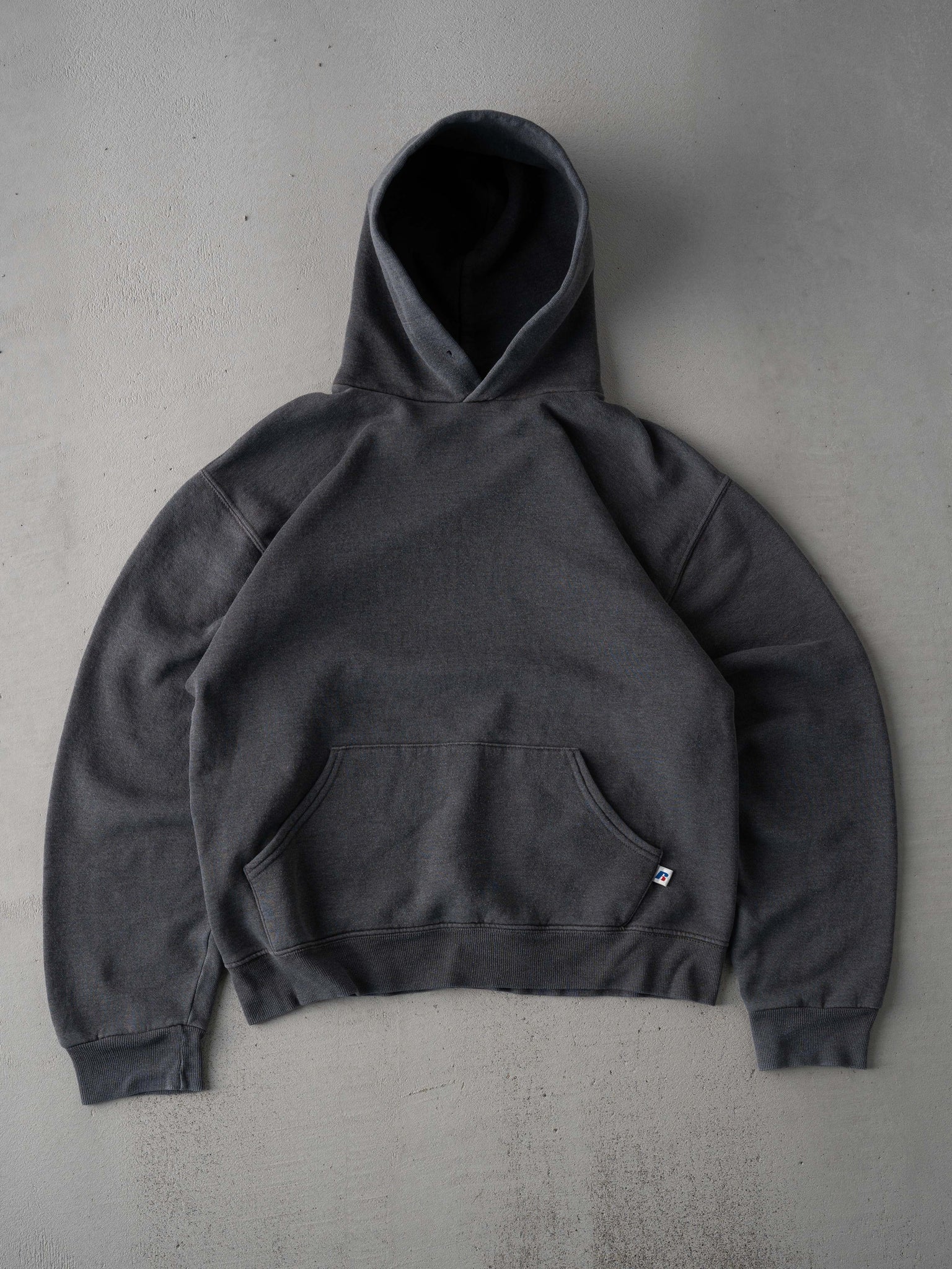 Vintage Dark Grey Russell Athletics Boxy Hoodie (S/M)