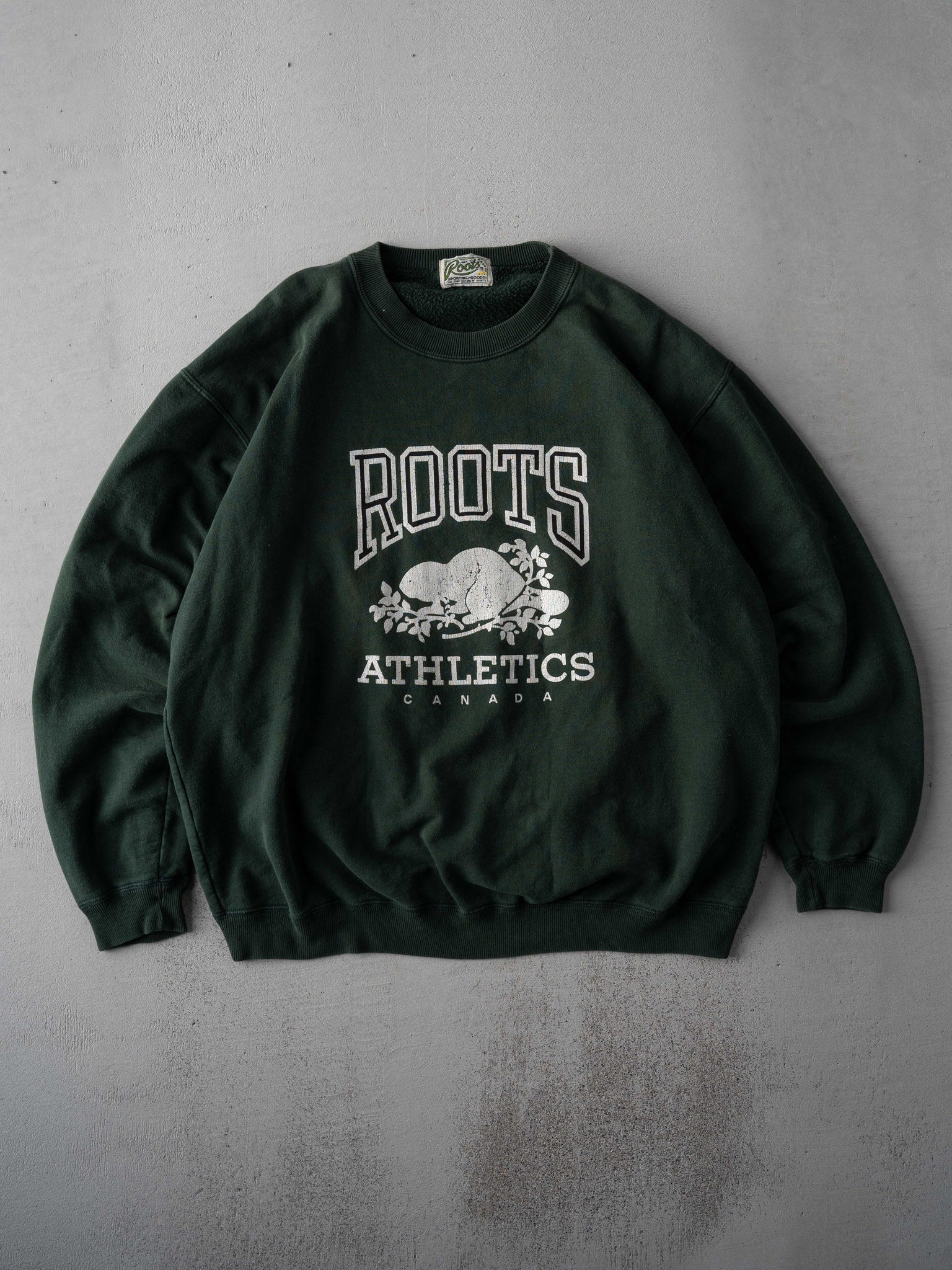 Vintage 90s Green Roots Beaver Crewneck (XL)