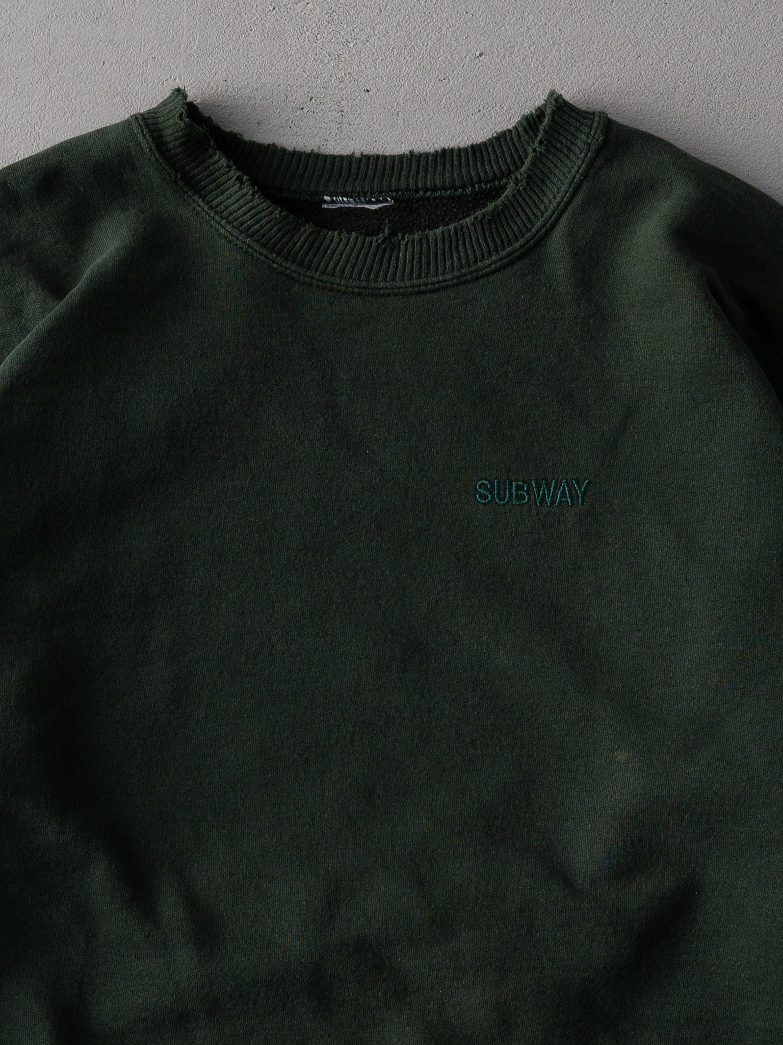 Vintage 90s Forest Green Subway Blank Boxy Crewneck (M/L)