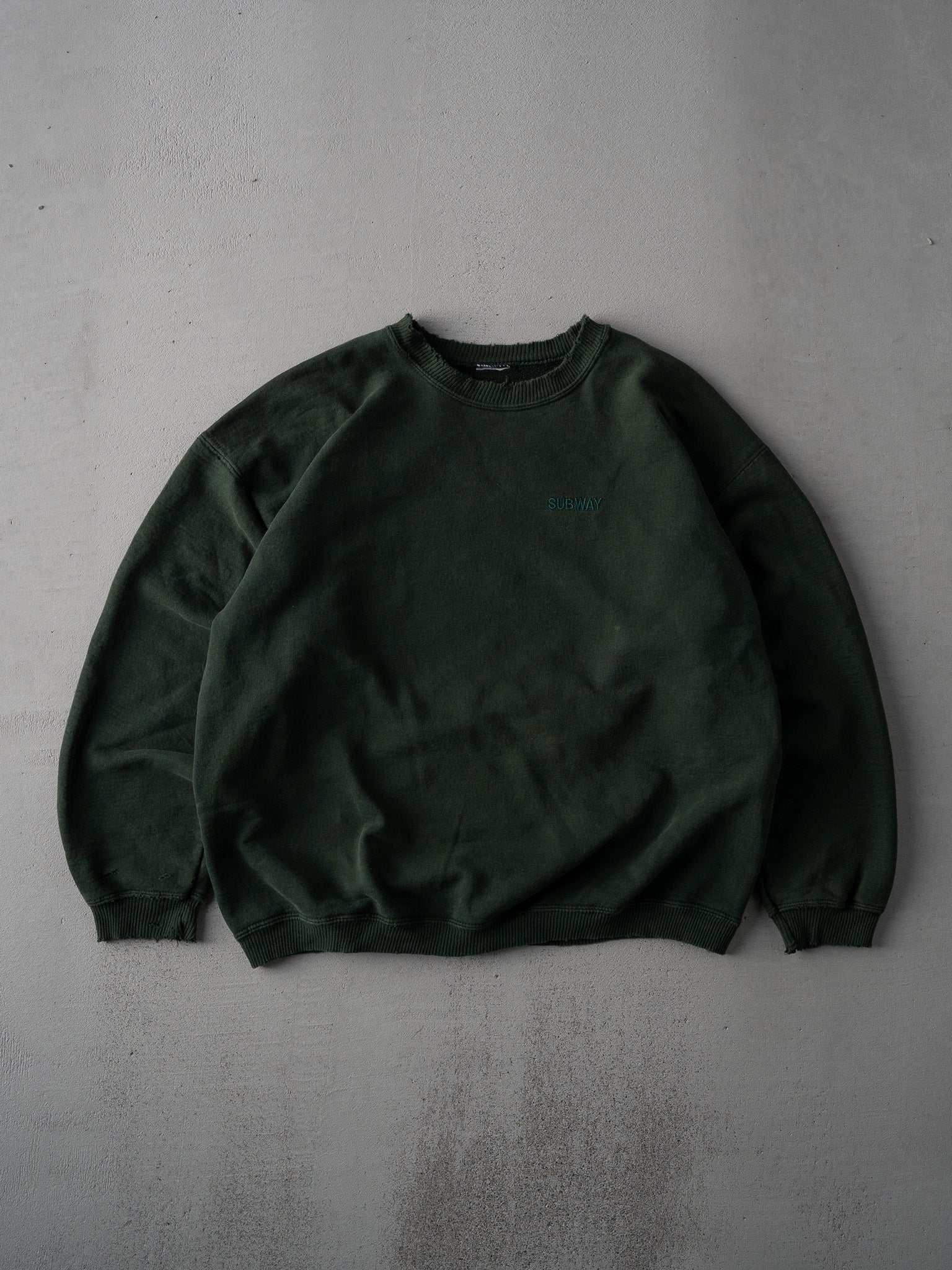 Vintage 90s Forest Green Subway Blank Boxy Crewneck (M/L)