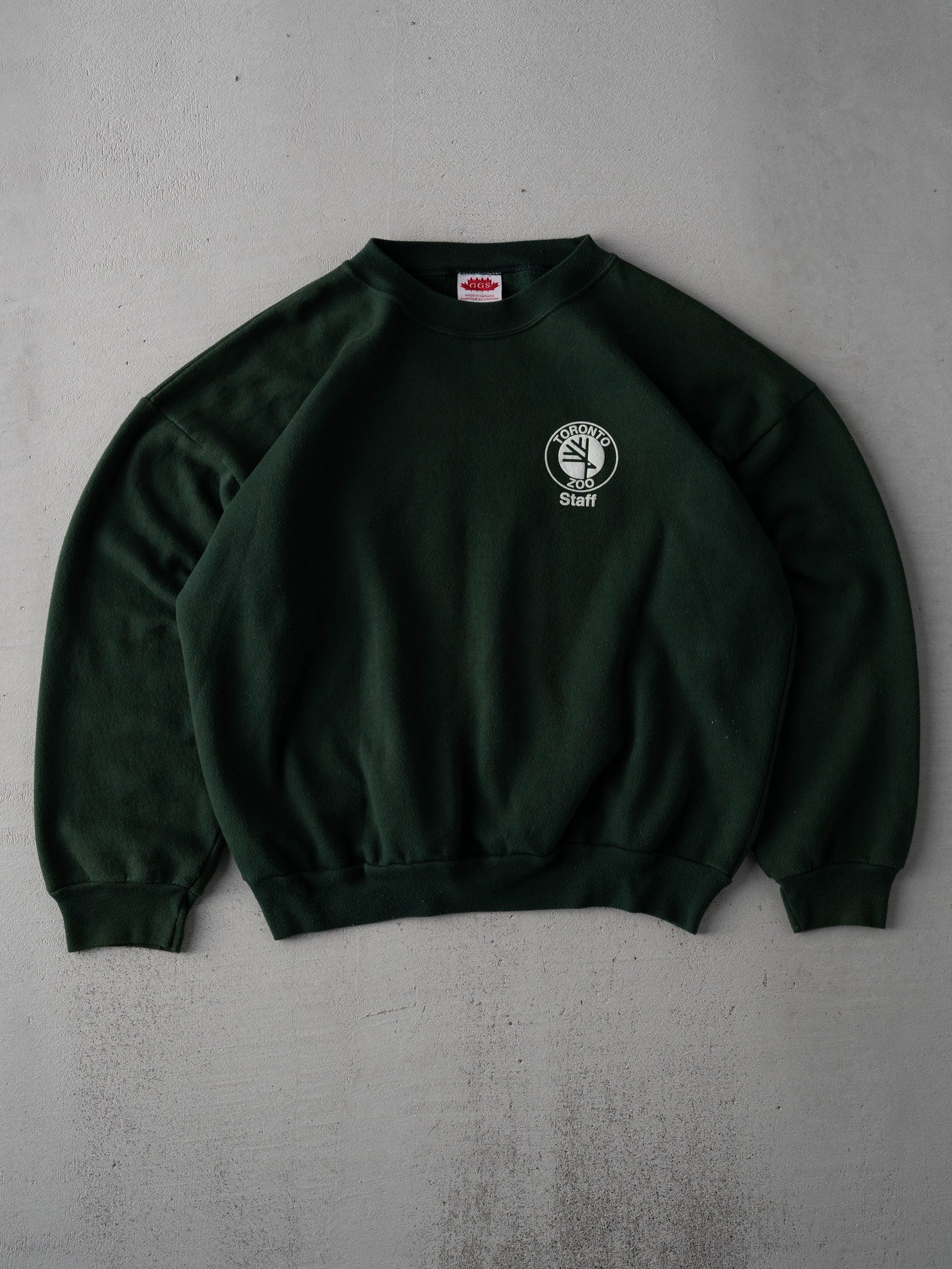 Vintage 90s Green Toronto Zoo Cropped Crewneck (M)