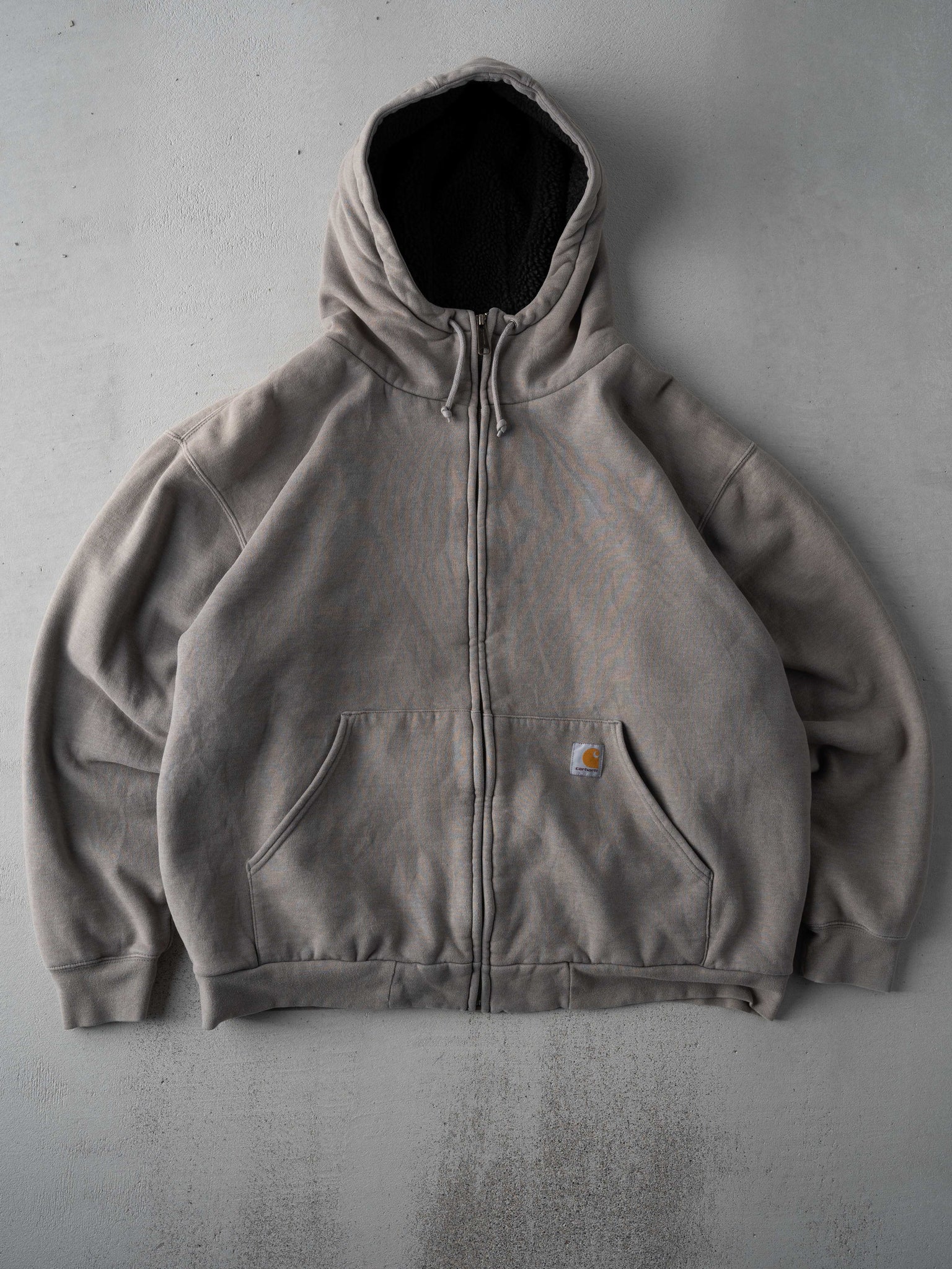 Vintage Y2k Washed Grey Sherpa Carhartt Zip Up ( XXL)