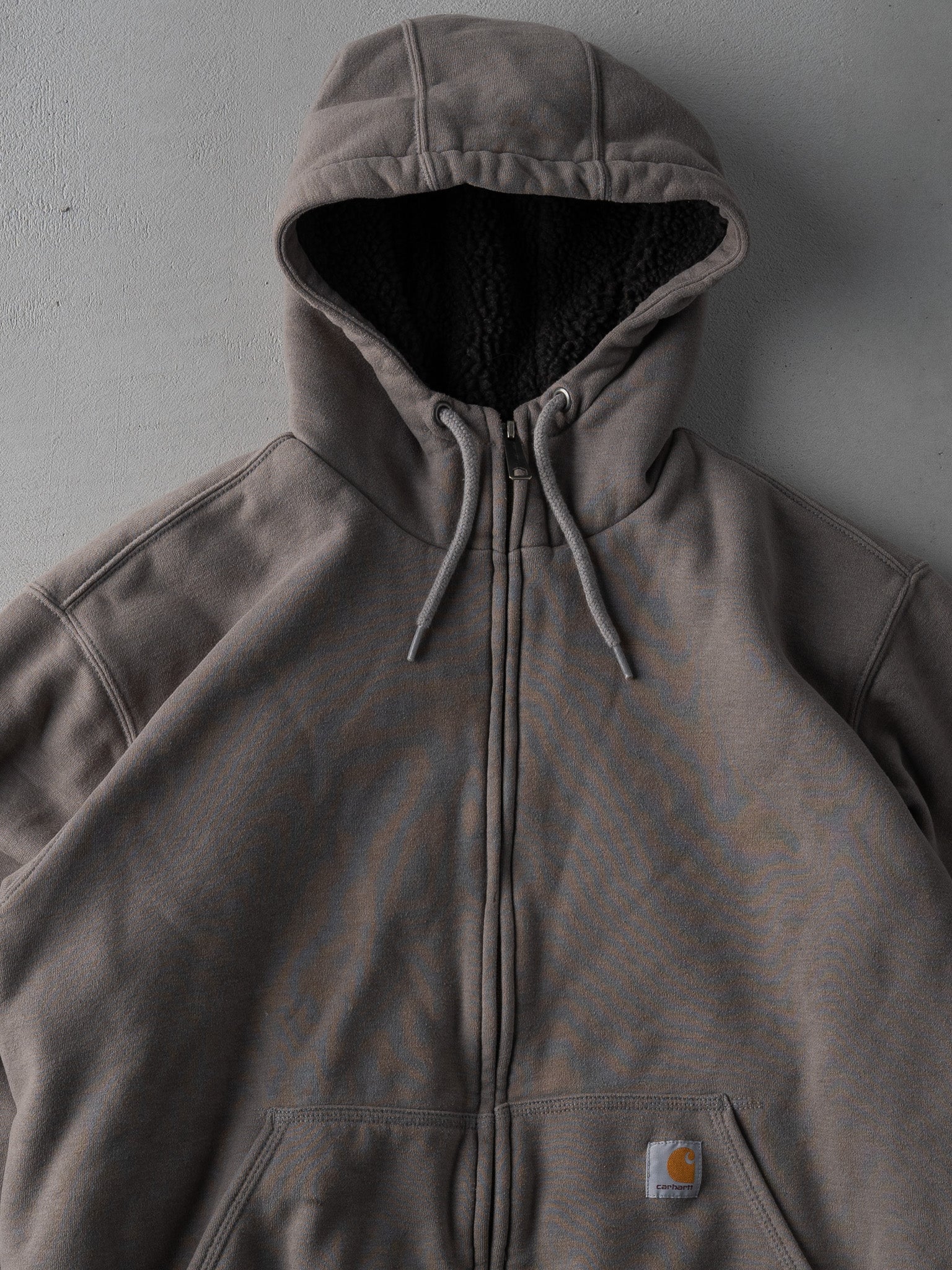 Vintage Y2k Washed Grey Carhartt Sherpa Zip Up (XL)