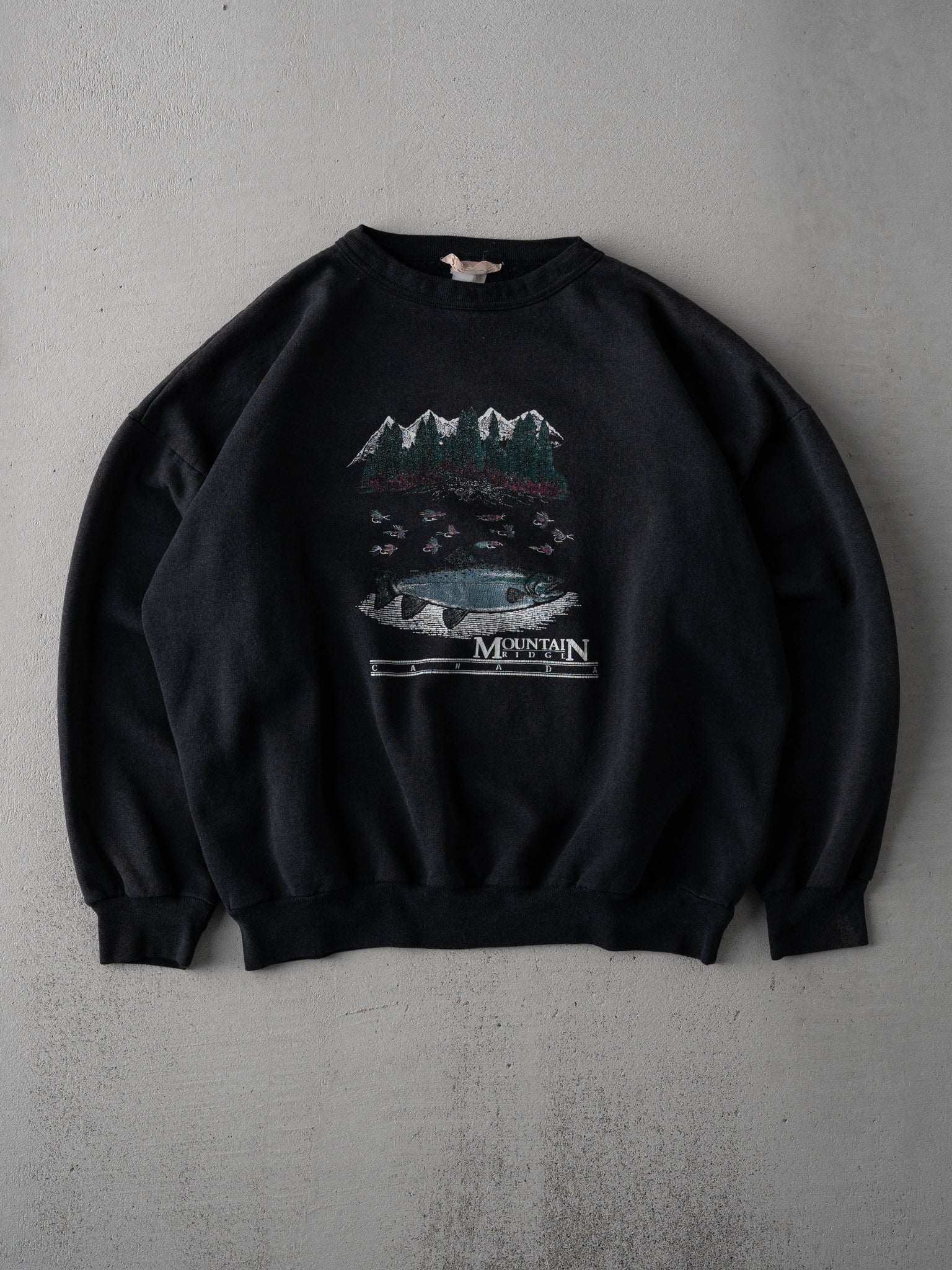 Vintage 90s Black Mountain Ridge Canada Cropped Crewneck (M)