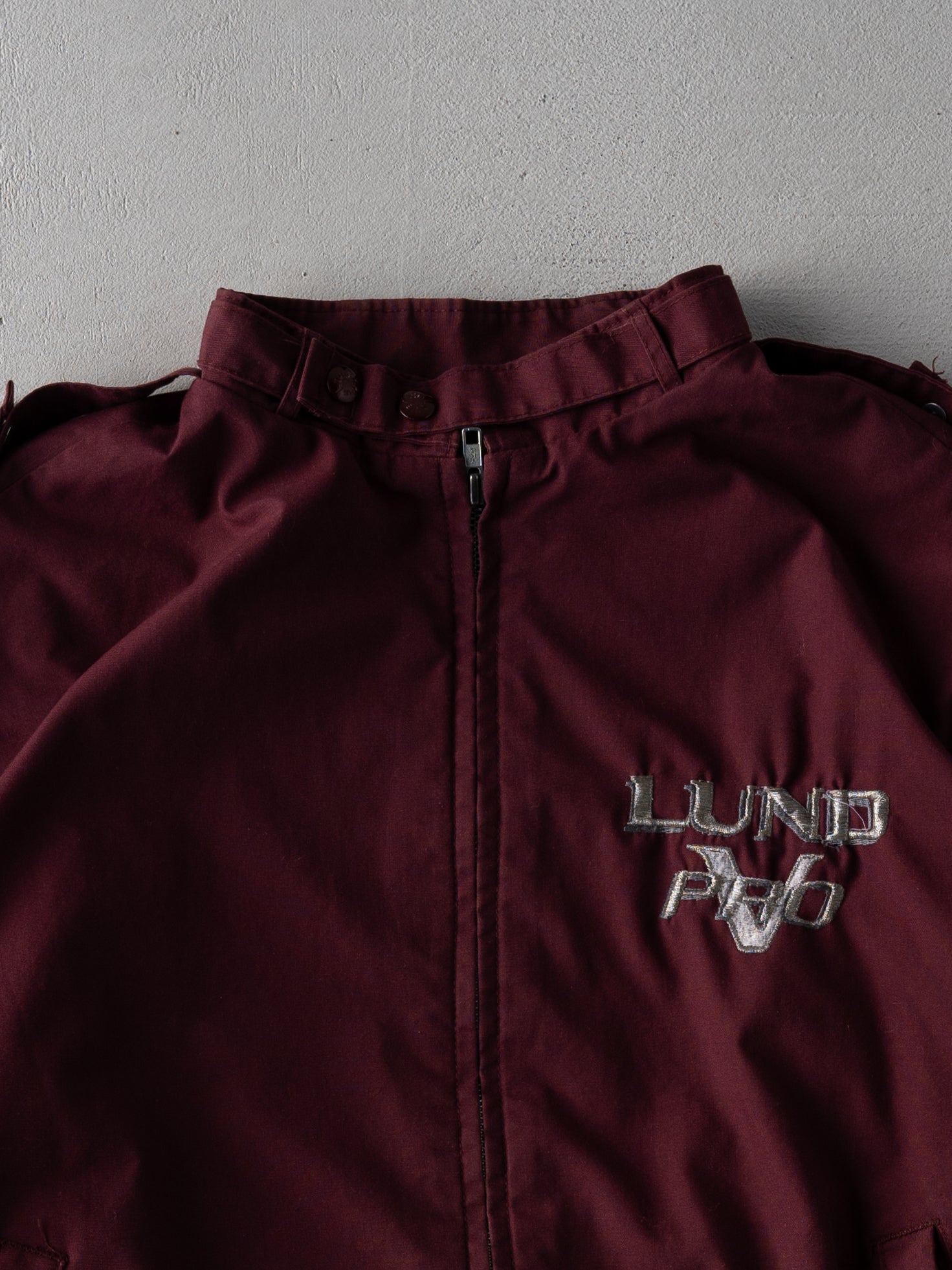 Vintage 80s Maroon Lund V Pro Boat Lightweight Jacket (L)