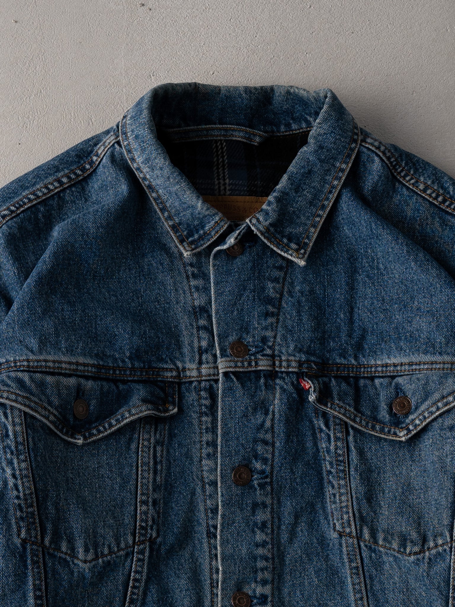 Vintage 90s Washed Blue Levis Blanket Lined Denim Jacket (L)