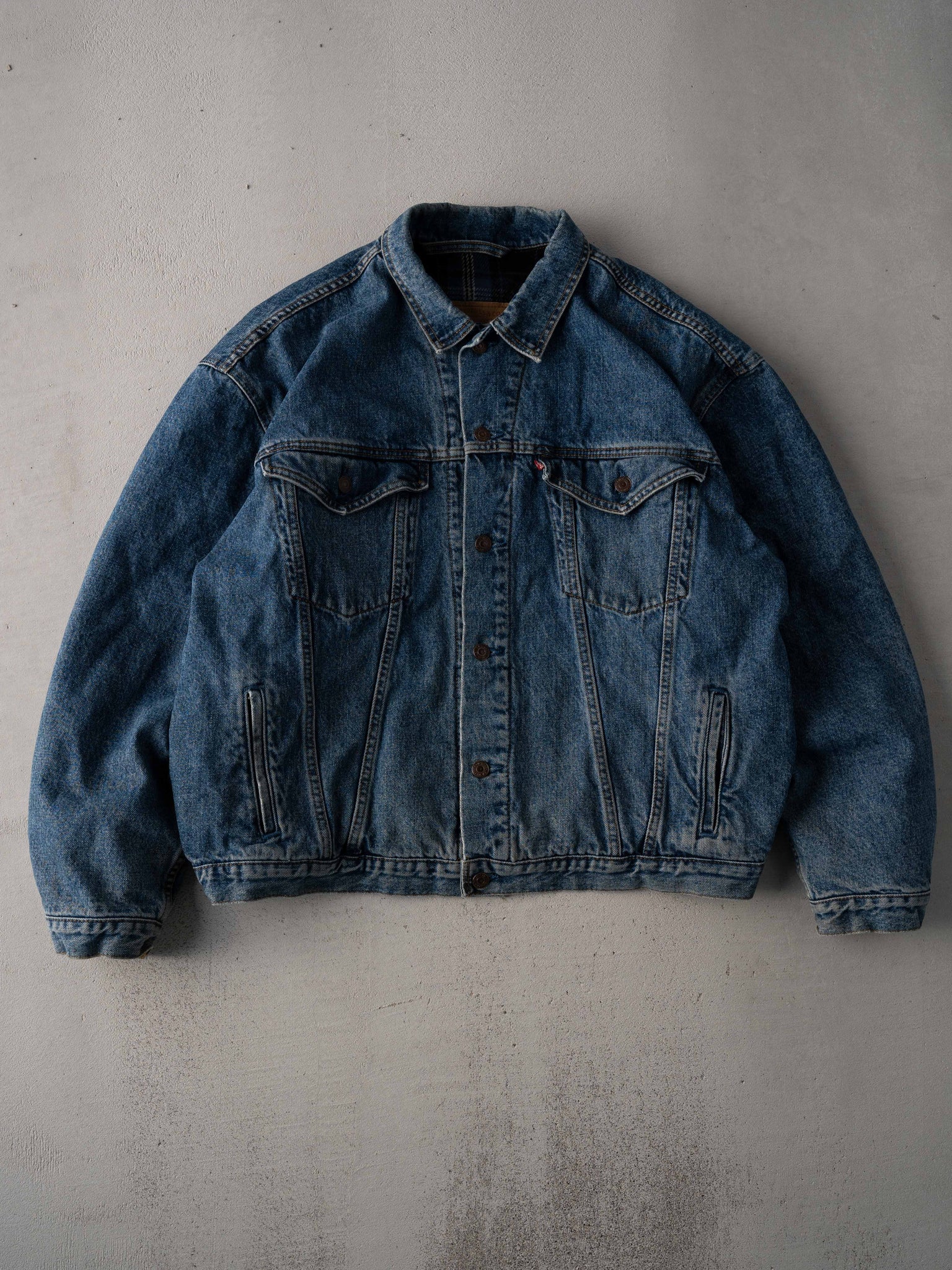 Vintage 90s Washed Blue Levis Blanket Lined Denim Jacket (L)