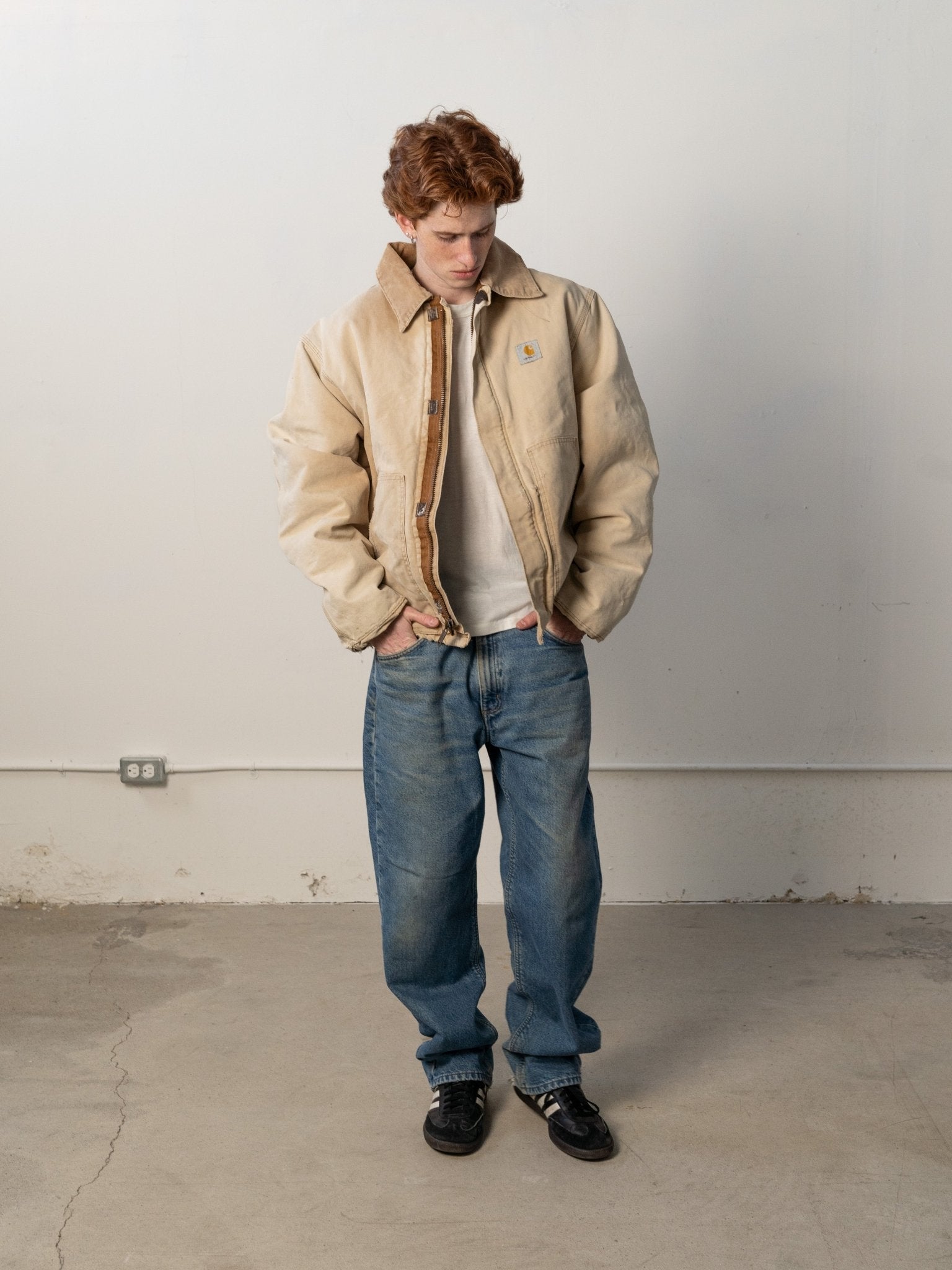 Vintage 90s Beige L Pocket Carhartt Workwear Jacket (XL)