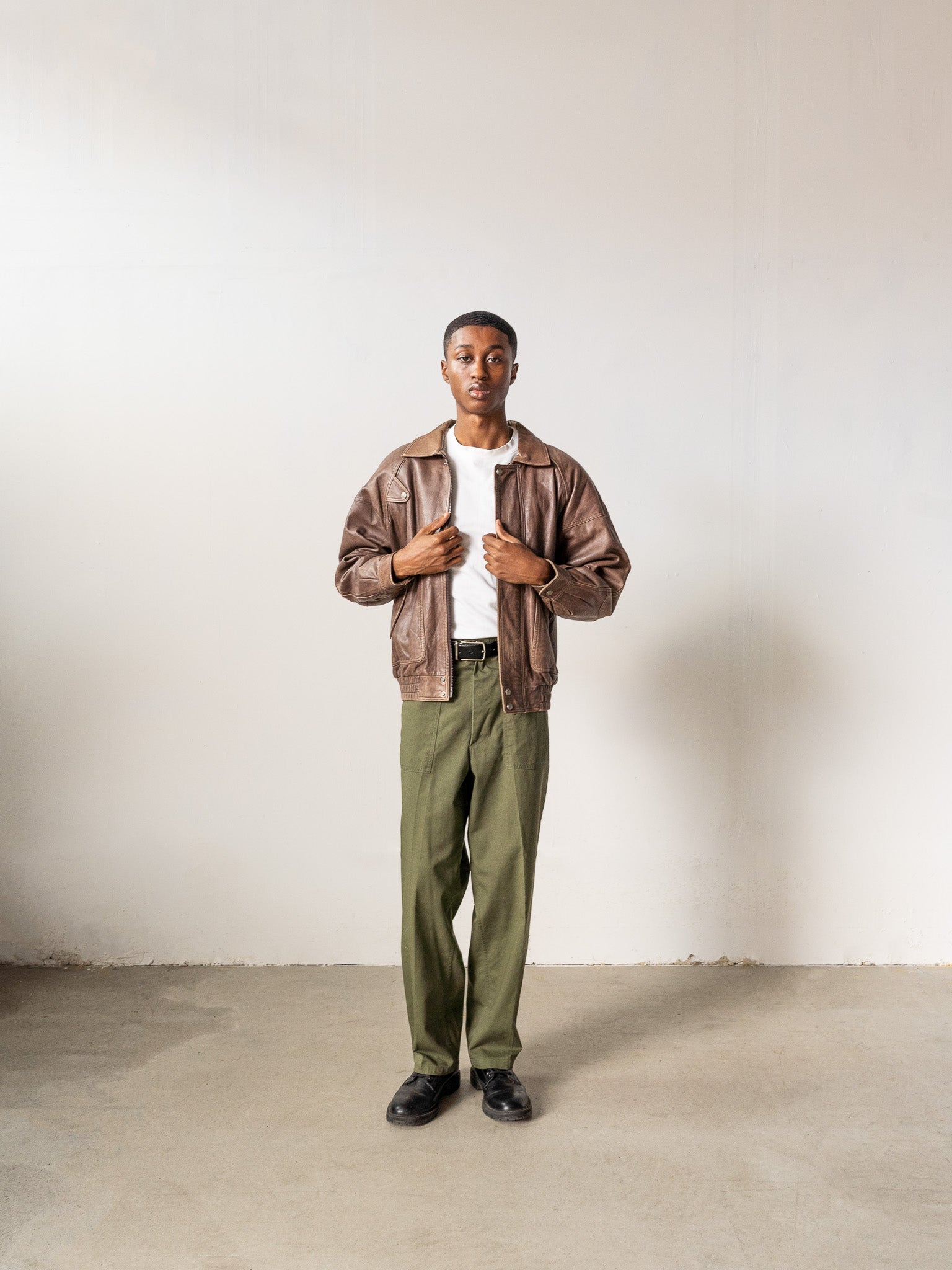 Vintage 80s Chocolate Brown Charles Dior Leather Jacket (S/M