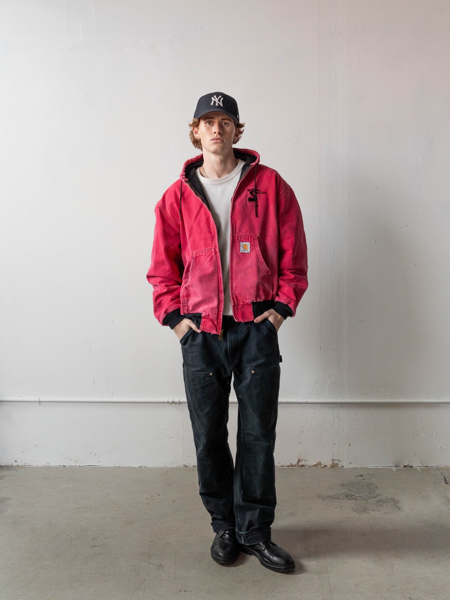 Vintage Y2K Washed Red McNeilus Steel Embroidered Logo Carhartt Workwear Jacket (M/L)
