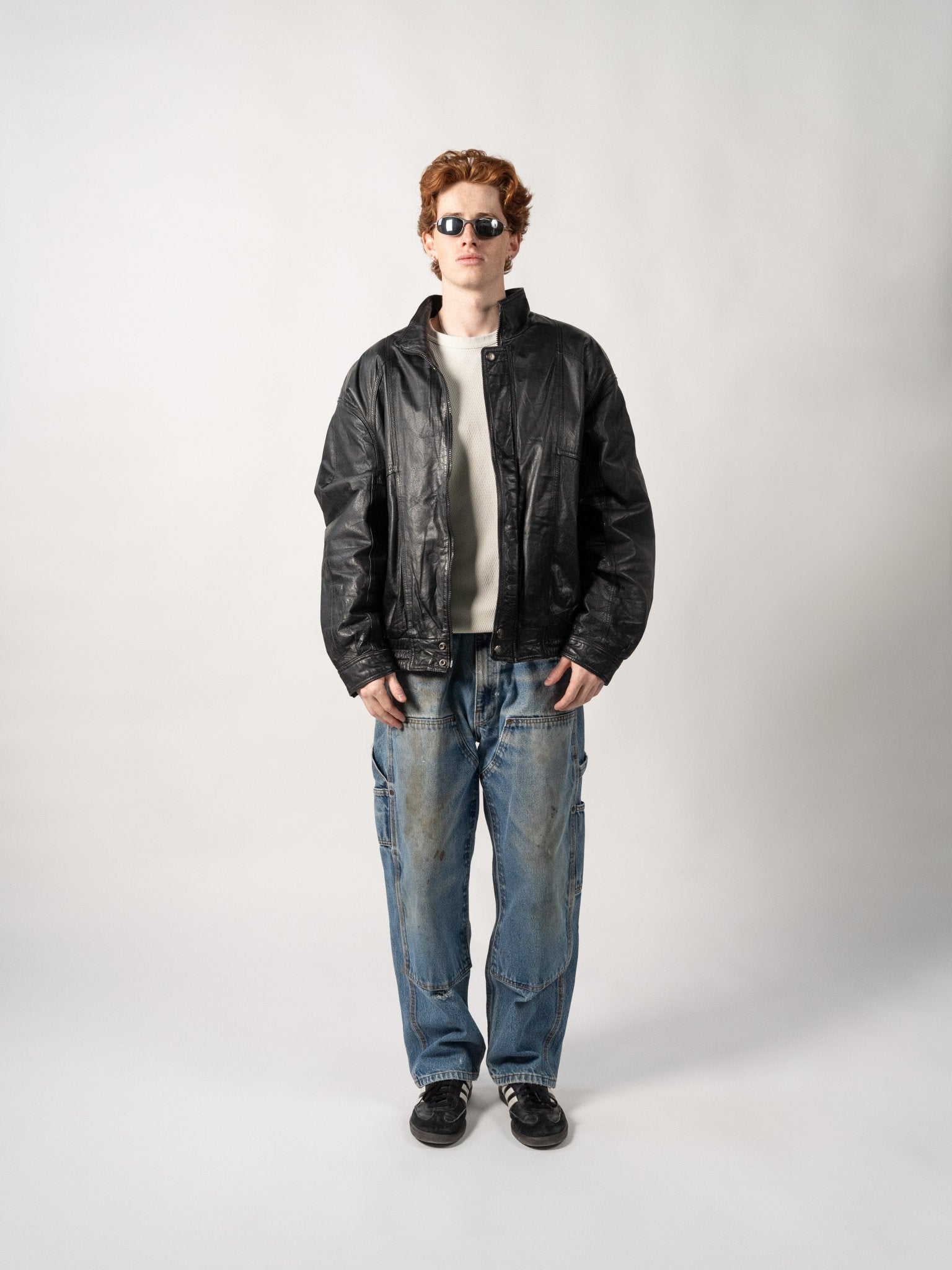 Vintage 80s Black Todays News Leather Jacket (L)