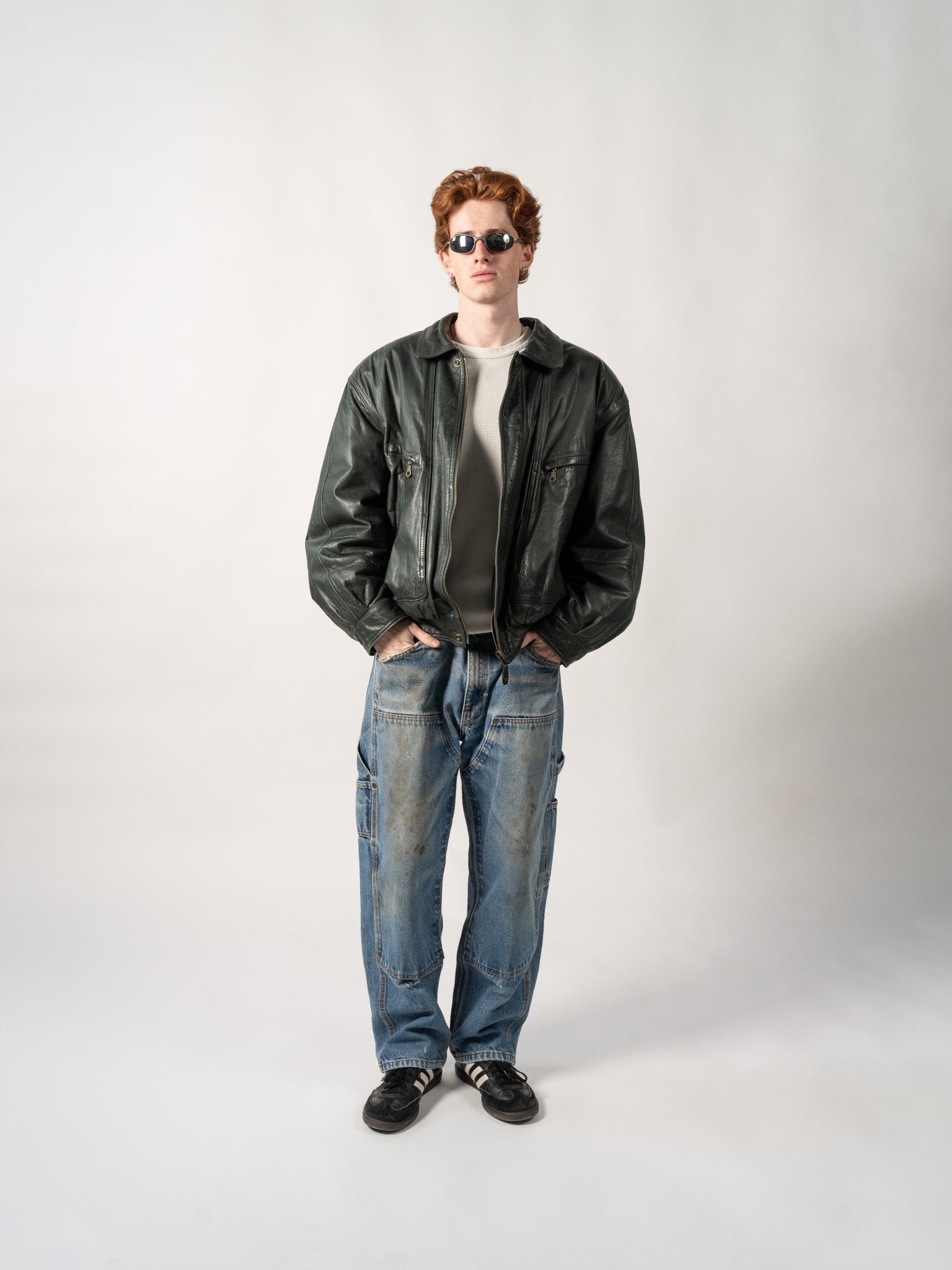 Vintage 90s Green Moores Leather Jacket (L)