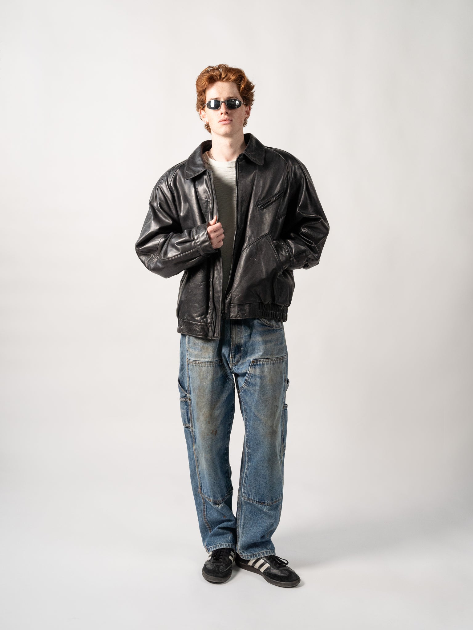 Vintage 90s Black Andres Leather Jacket (L)