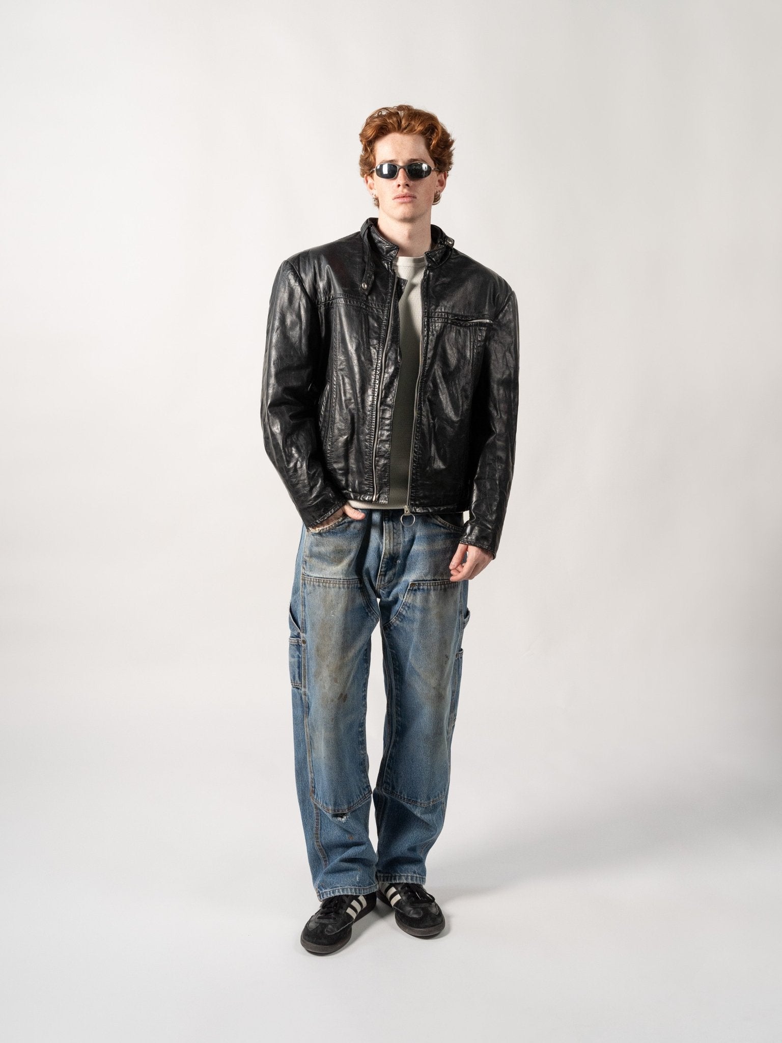 Vintage 90s Black Sears Biker Jacket (M)