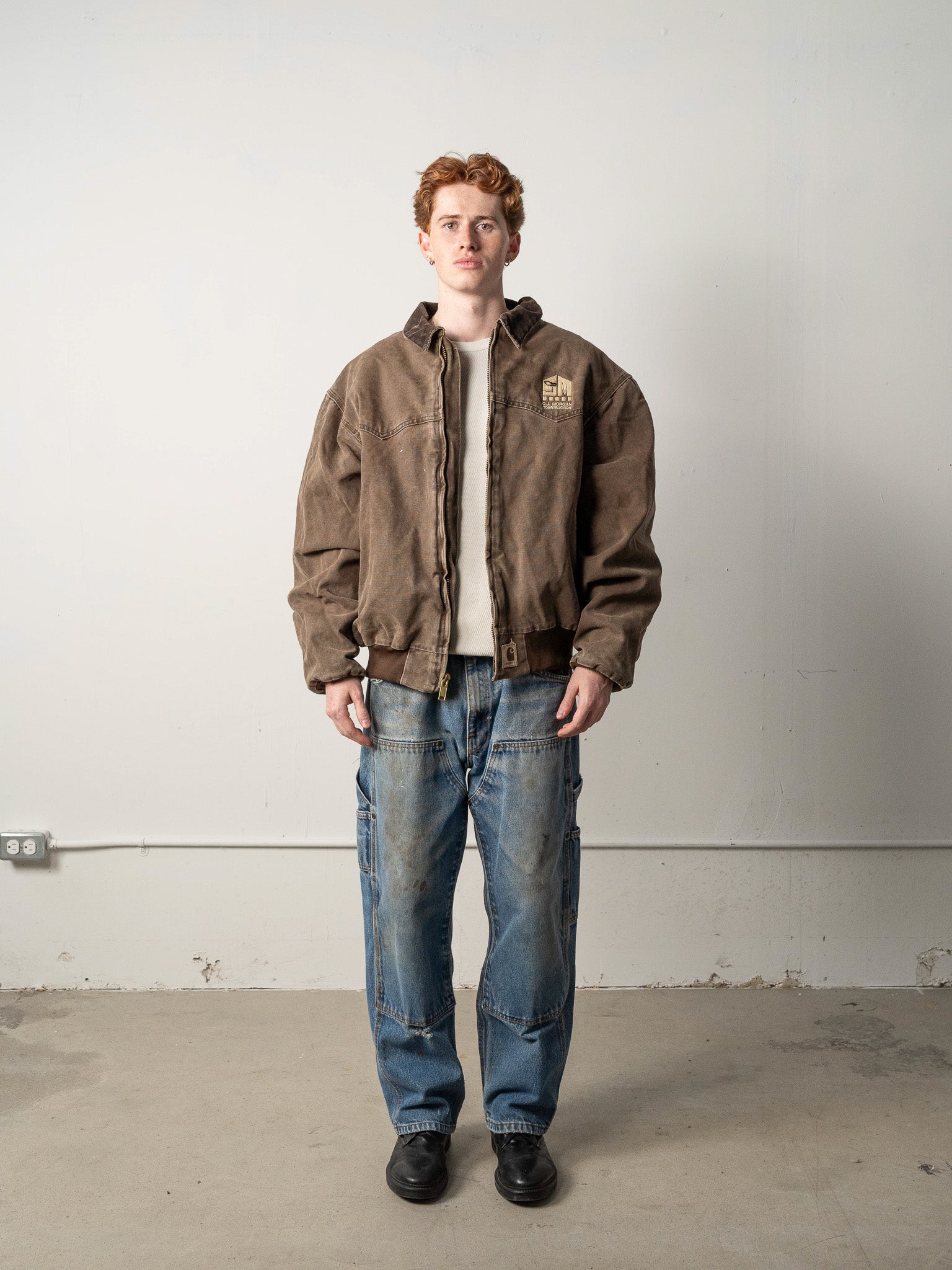 Vintage 90s Washed Brown Embroidered Carhartt Santa Fe Jacket (XL)