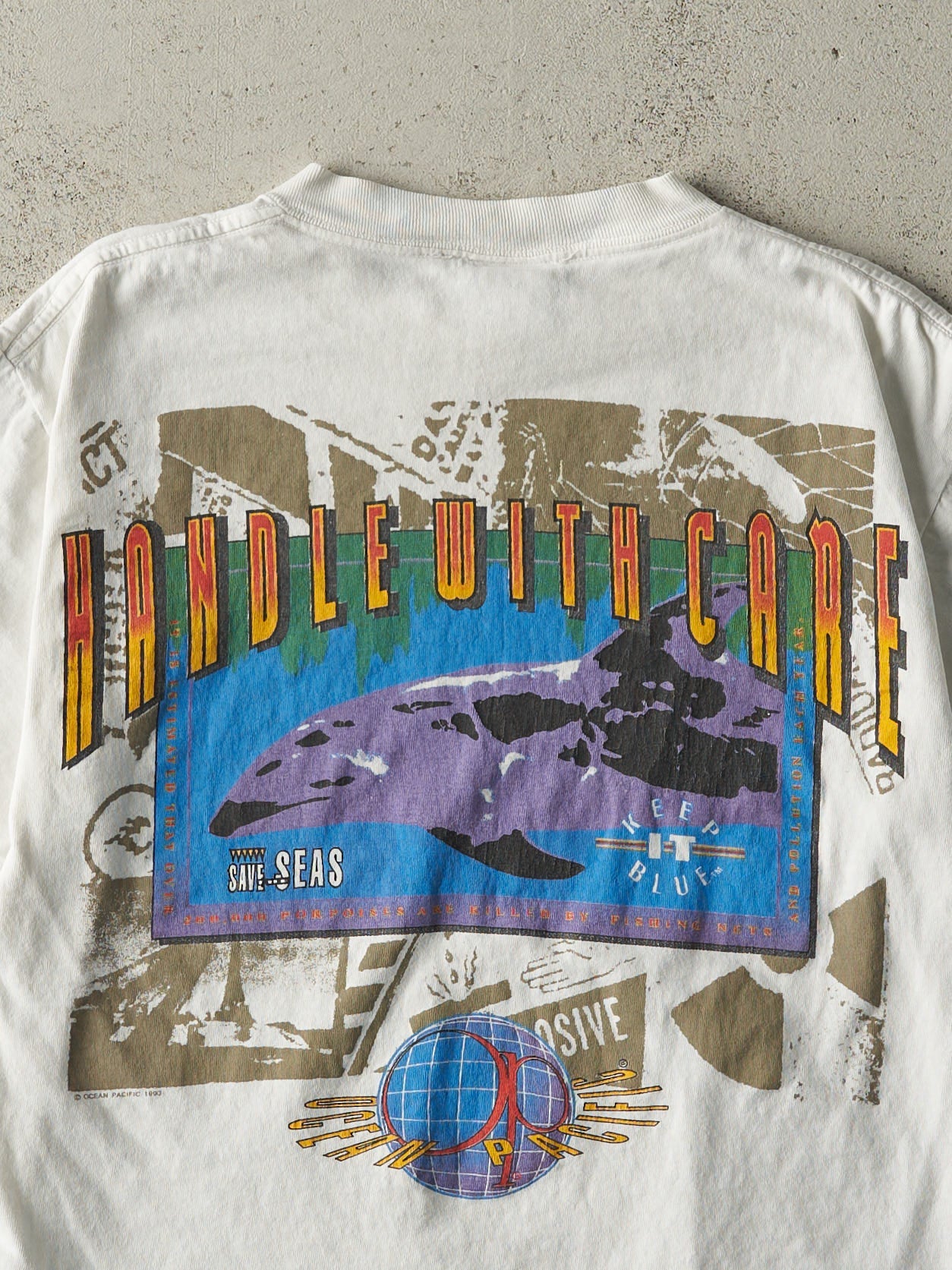 Vintage 93' White Ocean Pacific Single Stitch Tee (S)