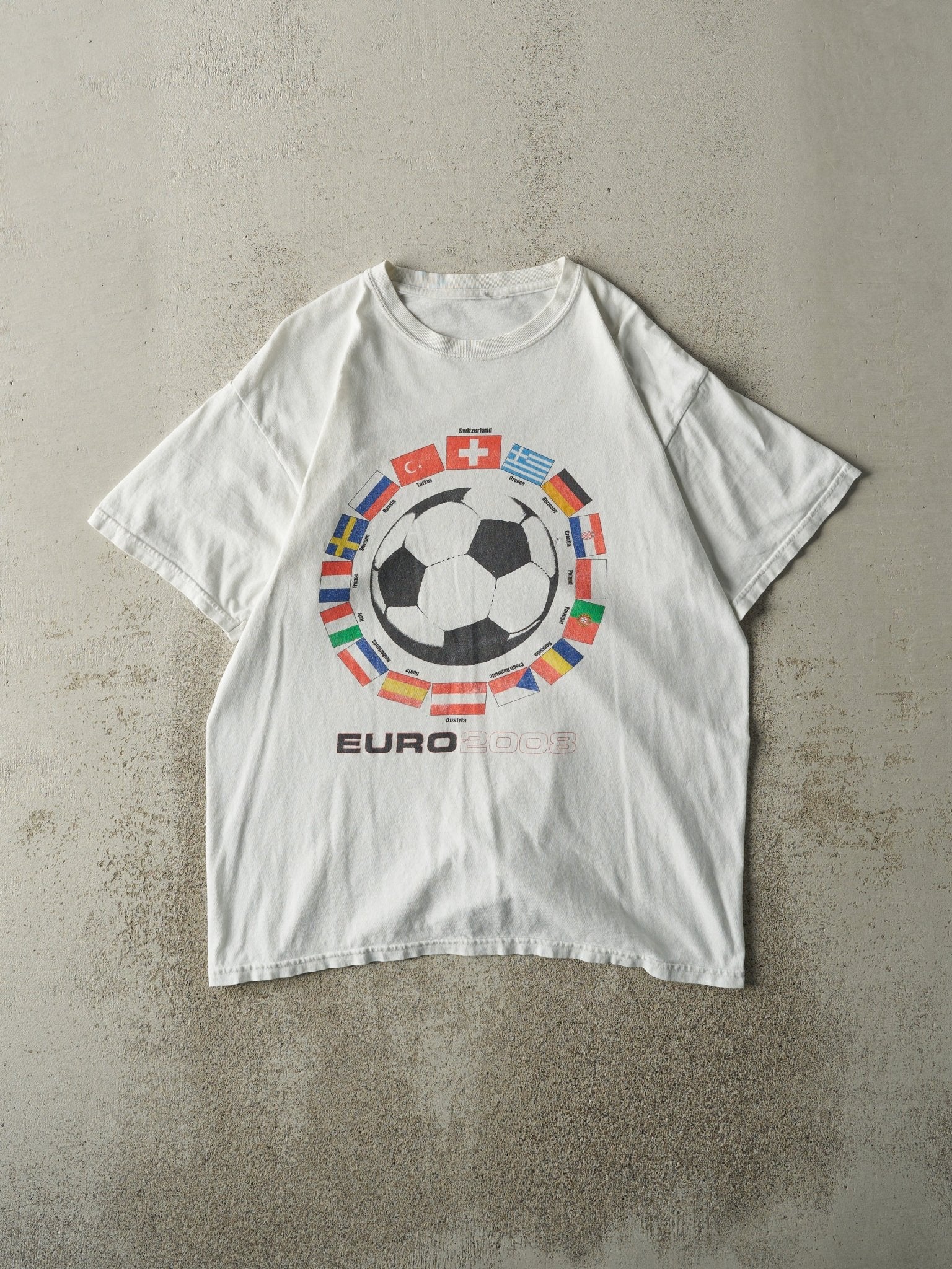 Vintage 08' White Euro Cup Soccer Tee (M)