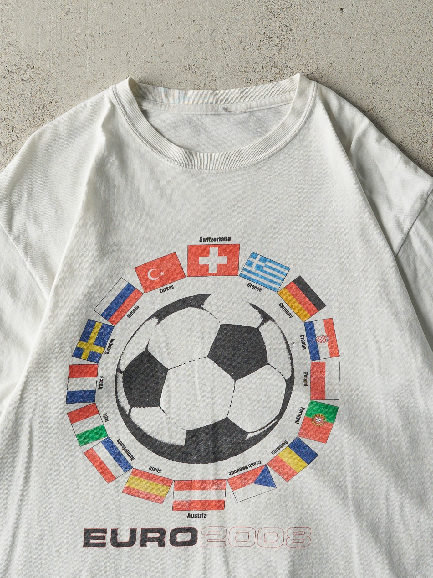 Vintage 08' White Euro Cup Soccer Tee (M)