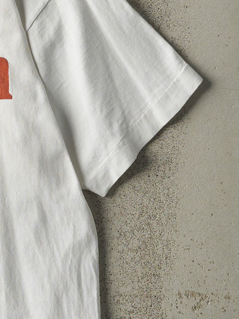 Vintage 90s White Texas Long Horns Slogan Single Stitch Tee (M)