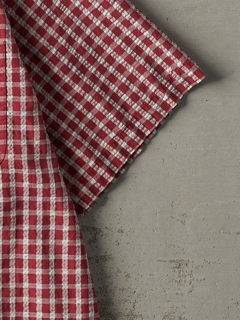 Vintage Y2K Red Chaps Ralph Lauren Plaid Button Up Tee (XL)