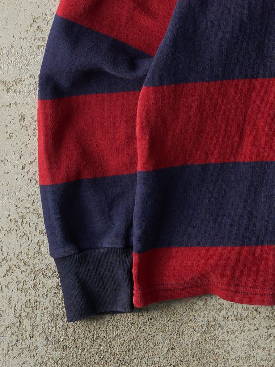 Vintage 90s Red & Navy Embroidered Oxford University Rugby Shirt (M)