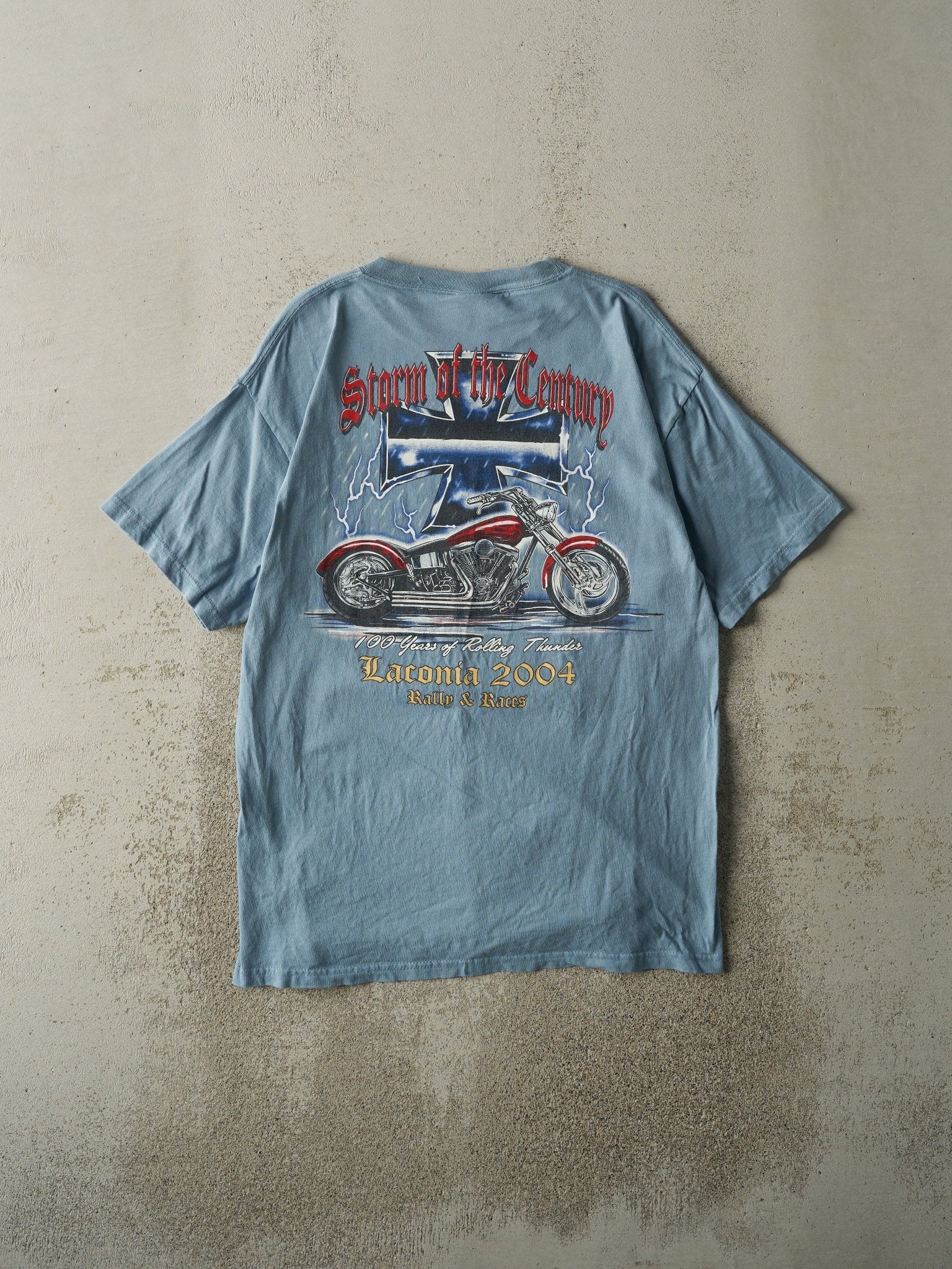 Vintage 04' Baby Blue Laconia Bike Rally & Races Tee (M)