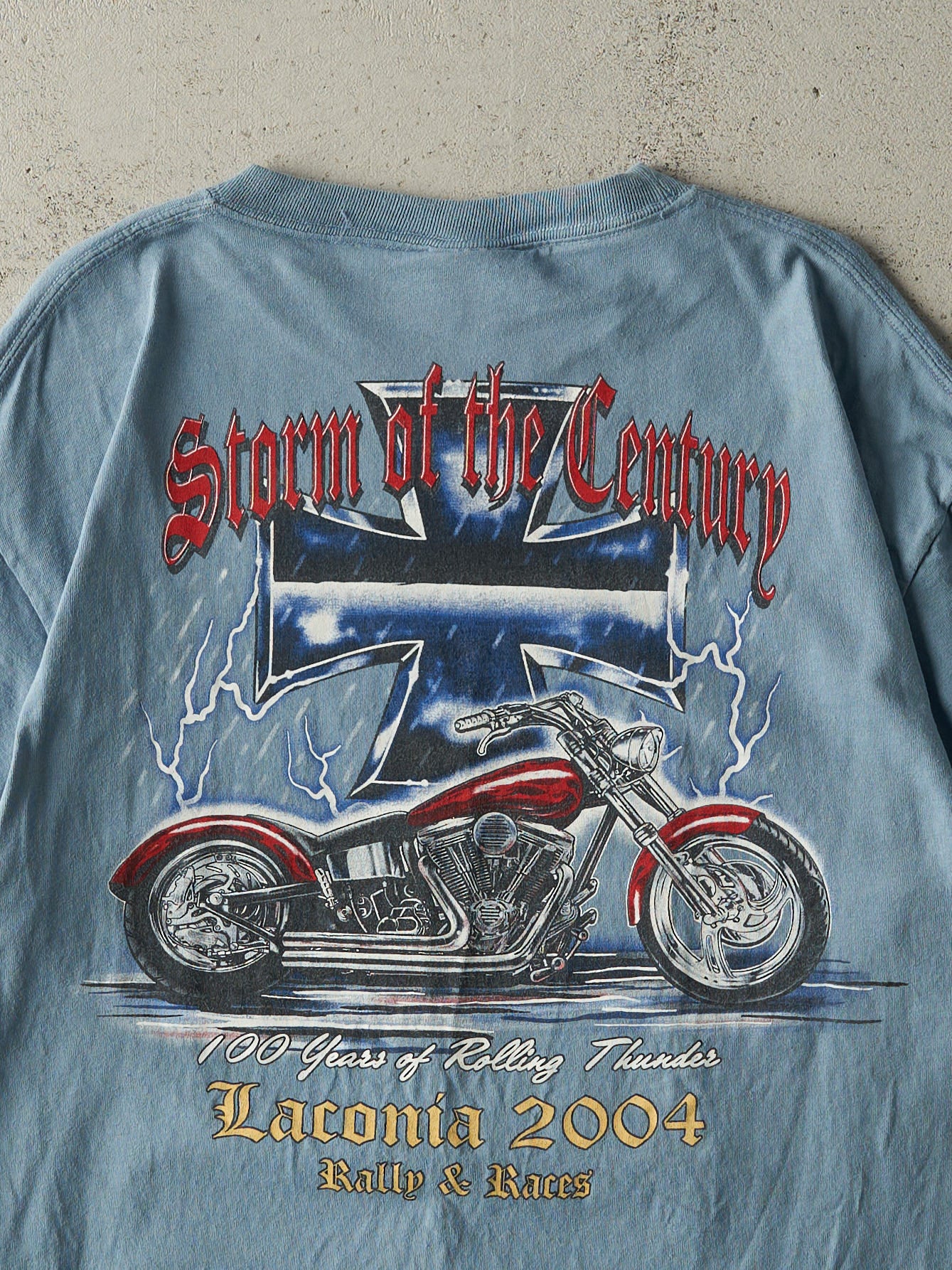 Vintage 04' Baby Blue Laconia Bike Rally & Races Tee (M)