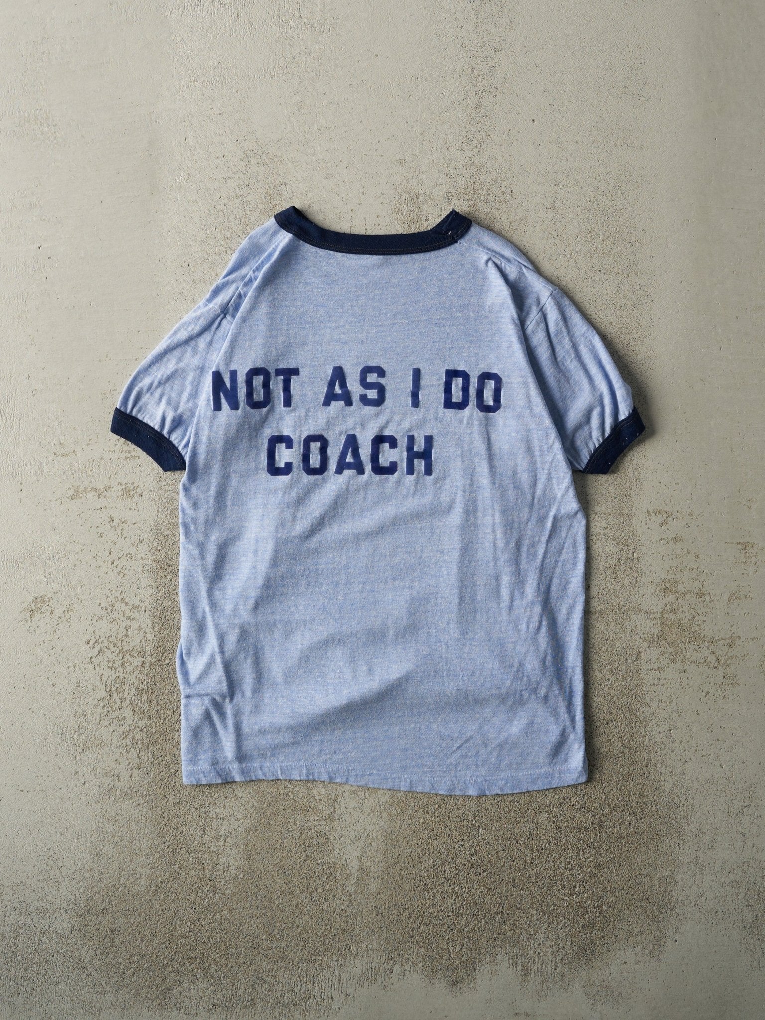 Vintage 80s Blue "Do As I Say Not As I Do" Ringer Tee (M)