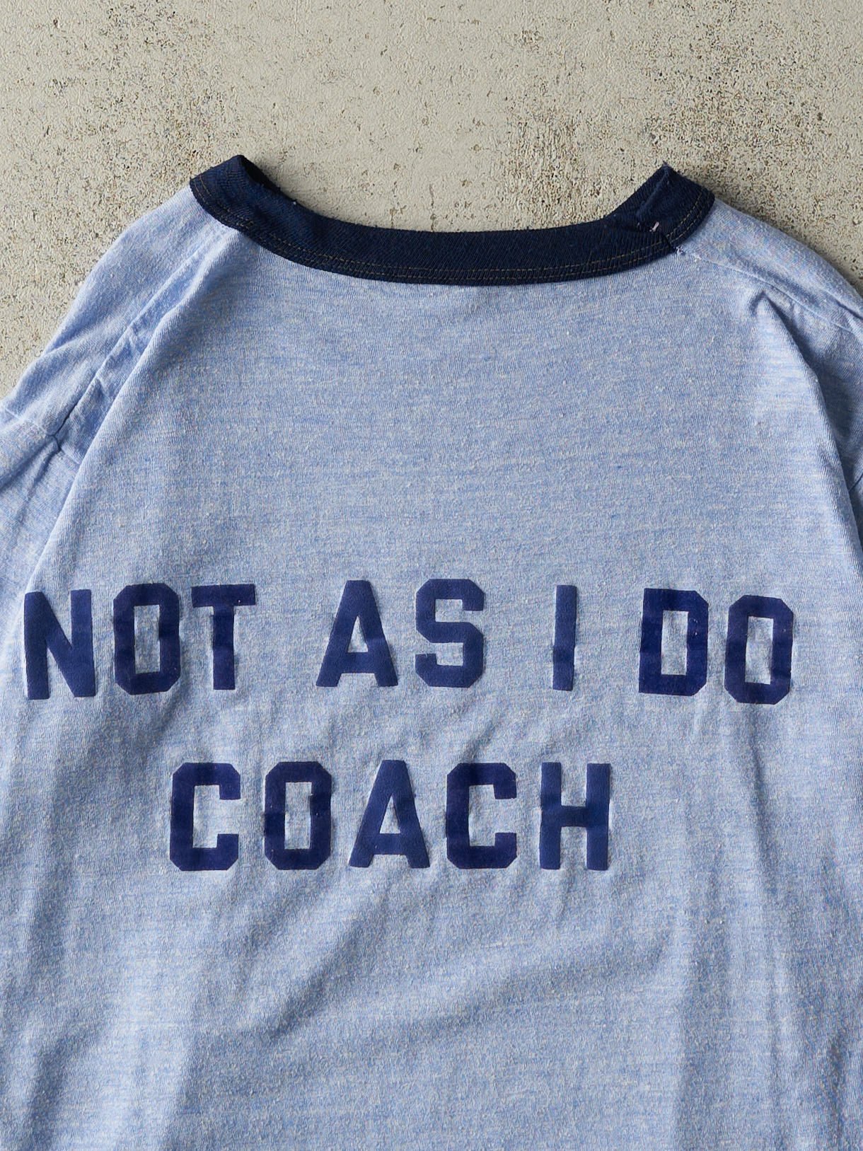 Vintage 80s Blue "Do As I Say Not As I Do" Ringer Tee (M)