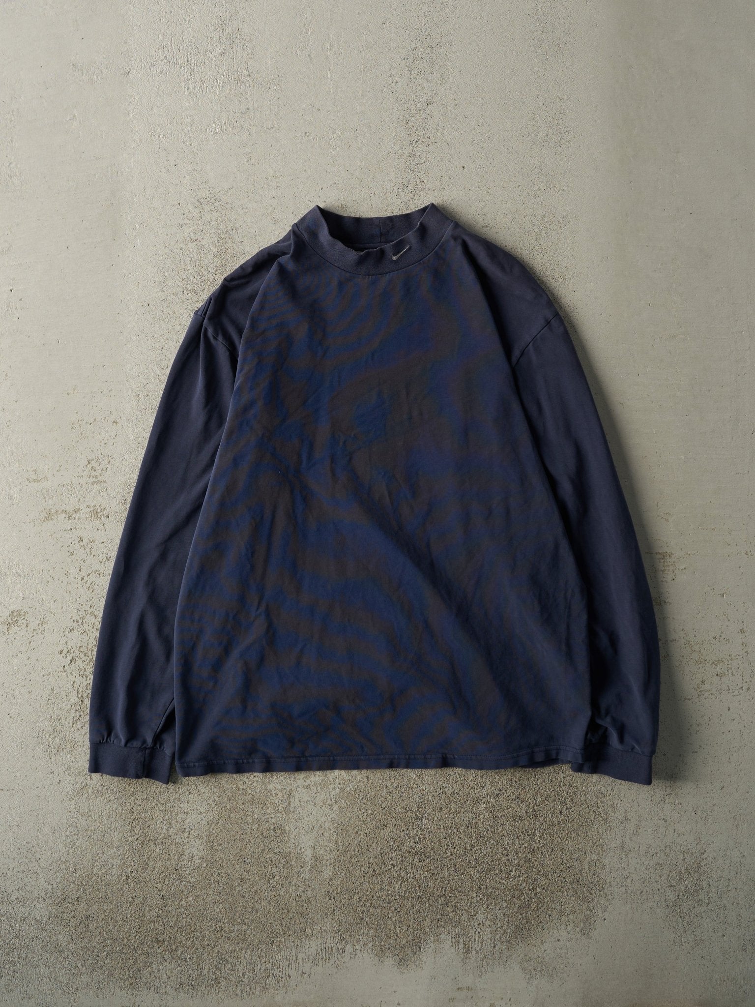 Vintage Y2K Navy Blue Nike Embroidered Mock Neck Long Sleeve (L)