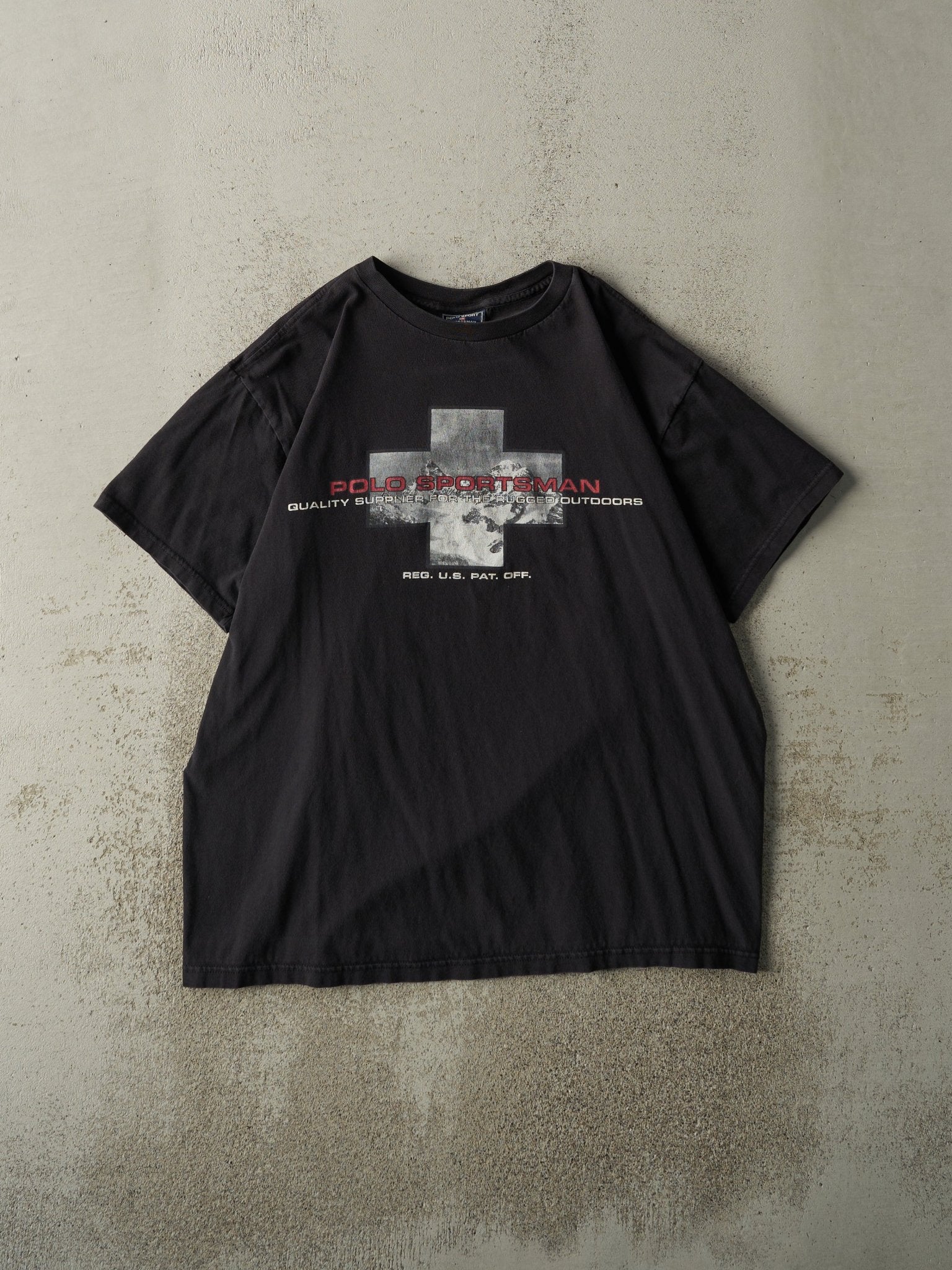 Vintage Y2K Black Polo Sportsman Tee (L/XL)