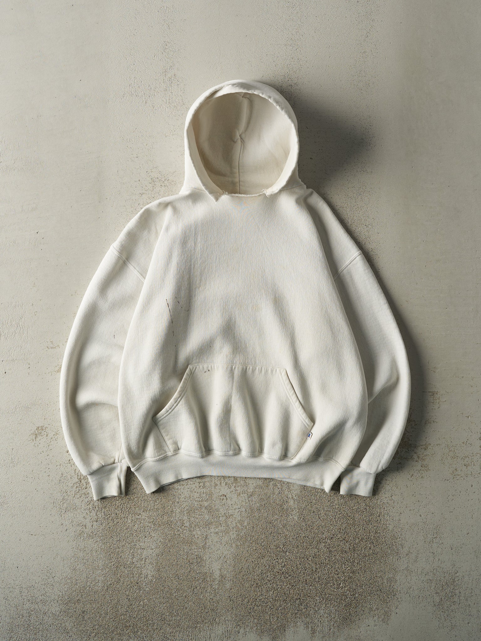 Vintage 90s White Russell Athletic Blank Boxy Hoodie (L)