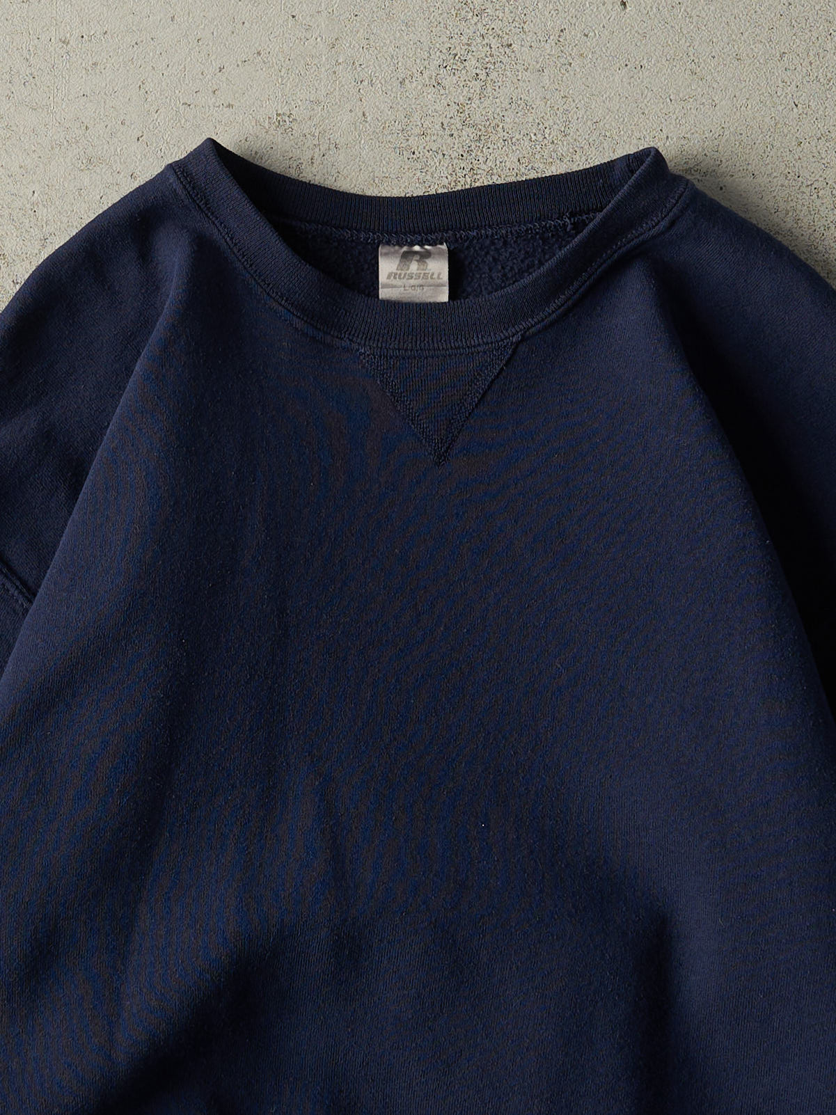 Vintage Y2K Navy Blue Russell Athletic Blank Crewneck (M)
