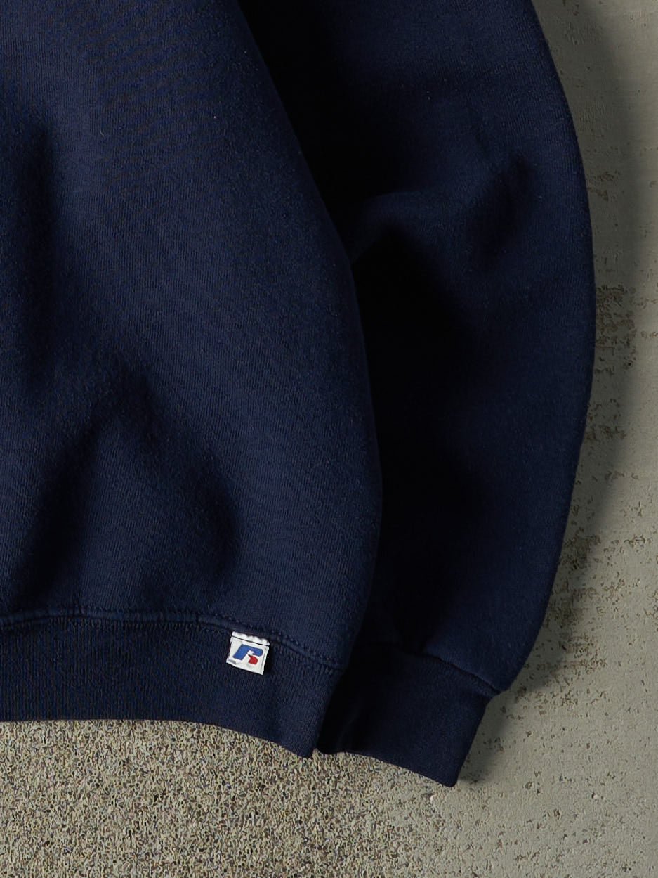 Vintage Y2K Navy Blue Russell Athletic Blank Crewneck (M)