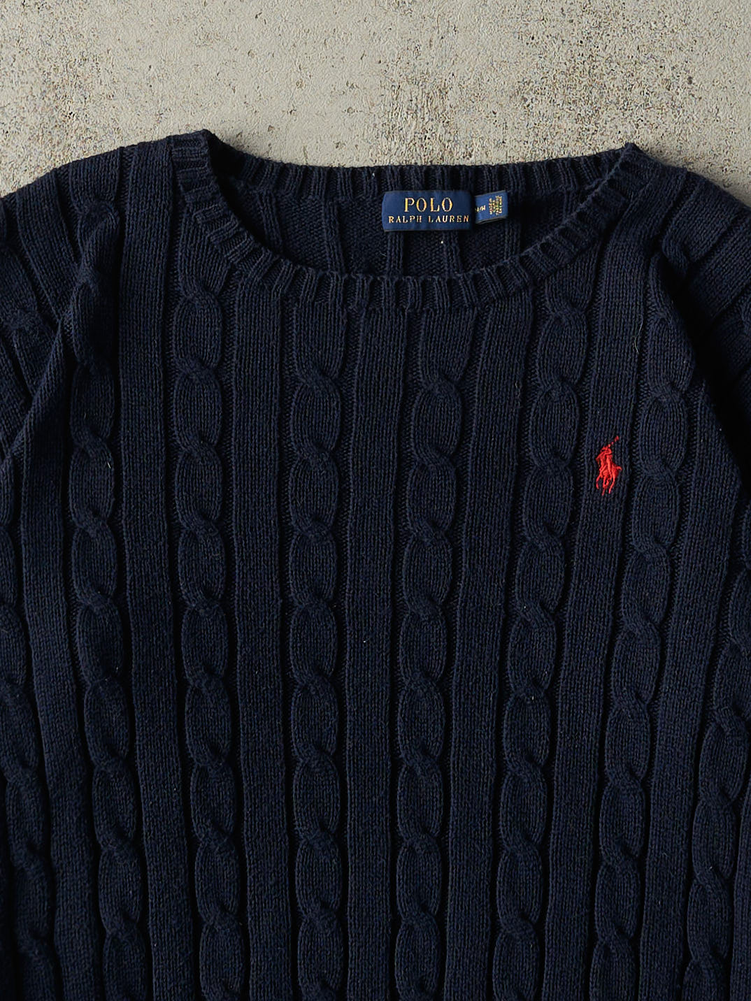 Vintage Y2K Navy Blue Ralph Lauren Cable Knit (M)