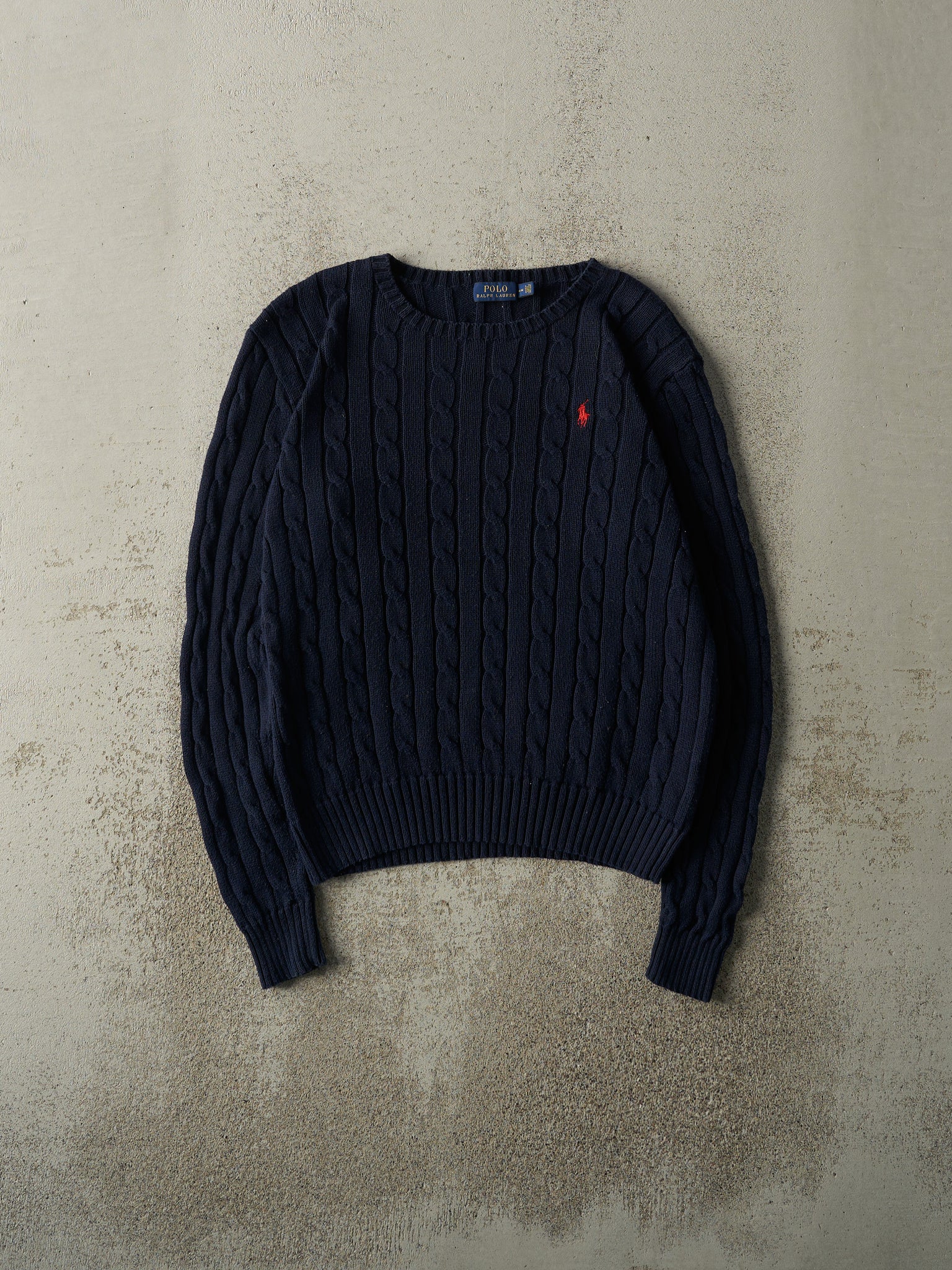 Vintage Y2K Navy Blue Ralph Lauren Cable Knit (M)