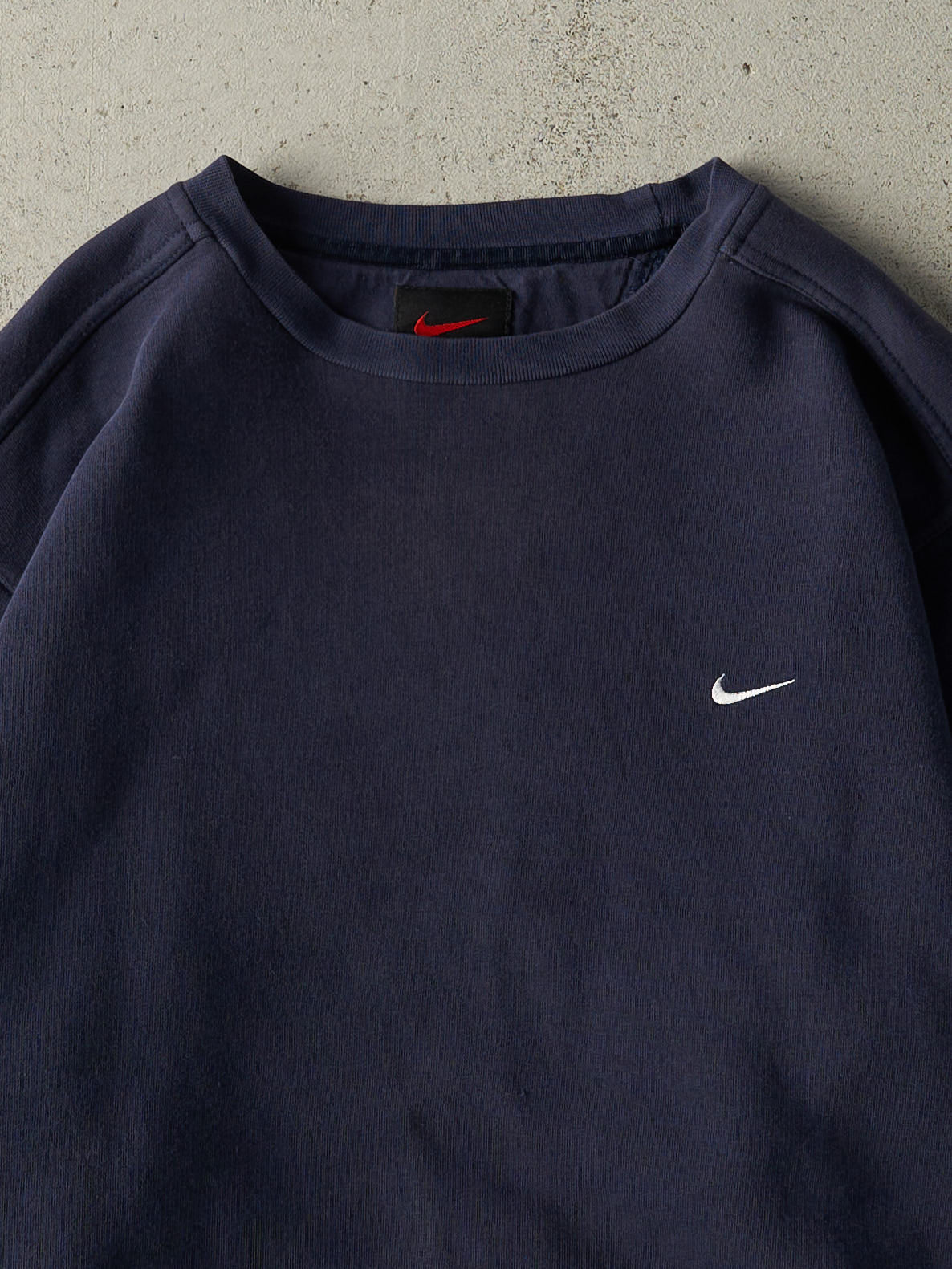 Vintage Y2K Navy Blue Embroidered Nike Swoosh Crewneck (L)
