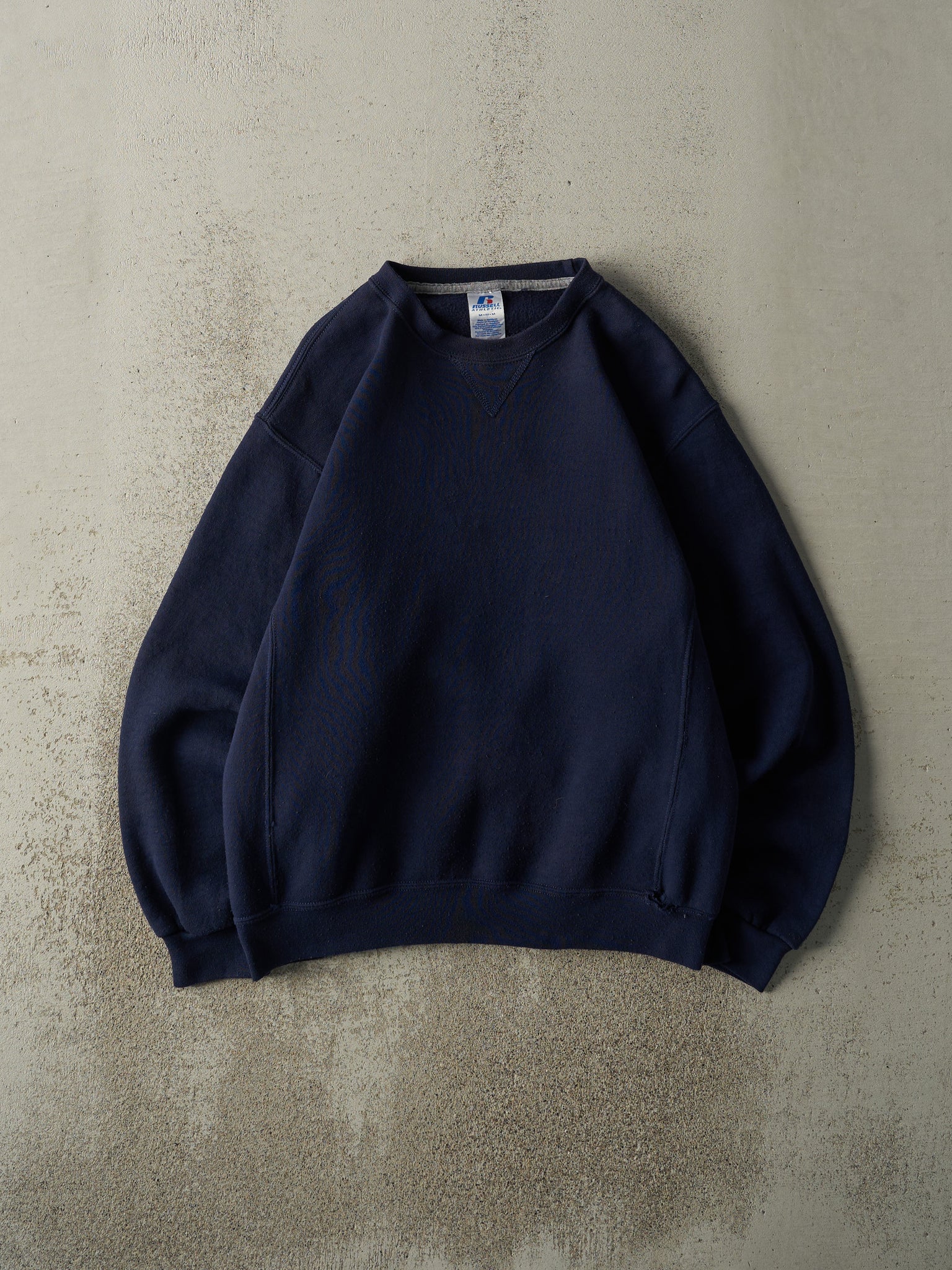 Vintage Y2K Navy Blue Russell Athletic Blank Crewneck (M)