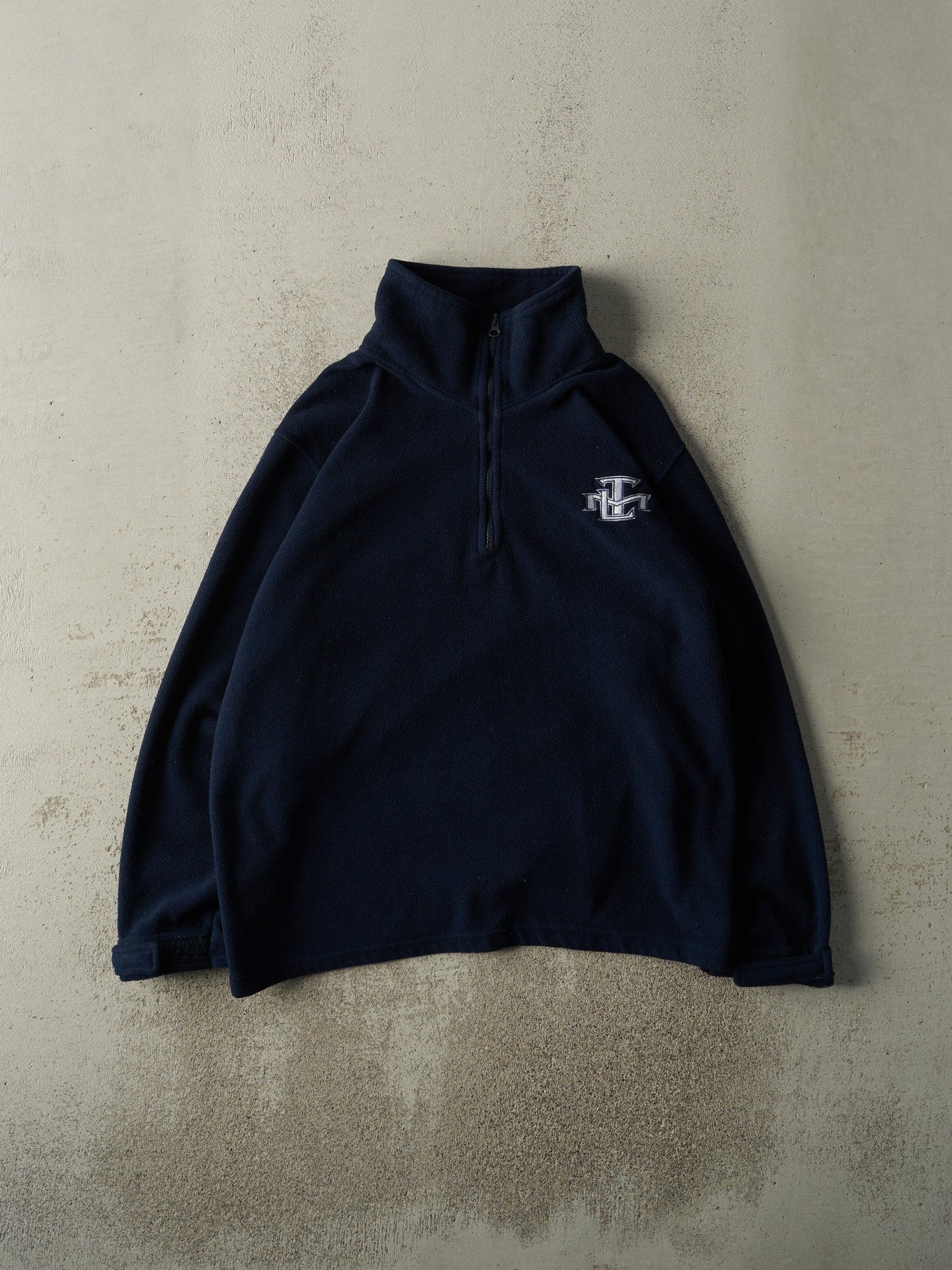 Vintage Y2K Navy Blue Embroidered Toronto Maple Leafs Fleece Quarter Zip (M/L)