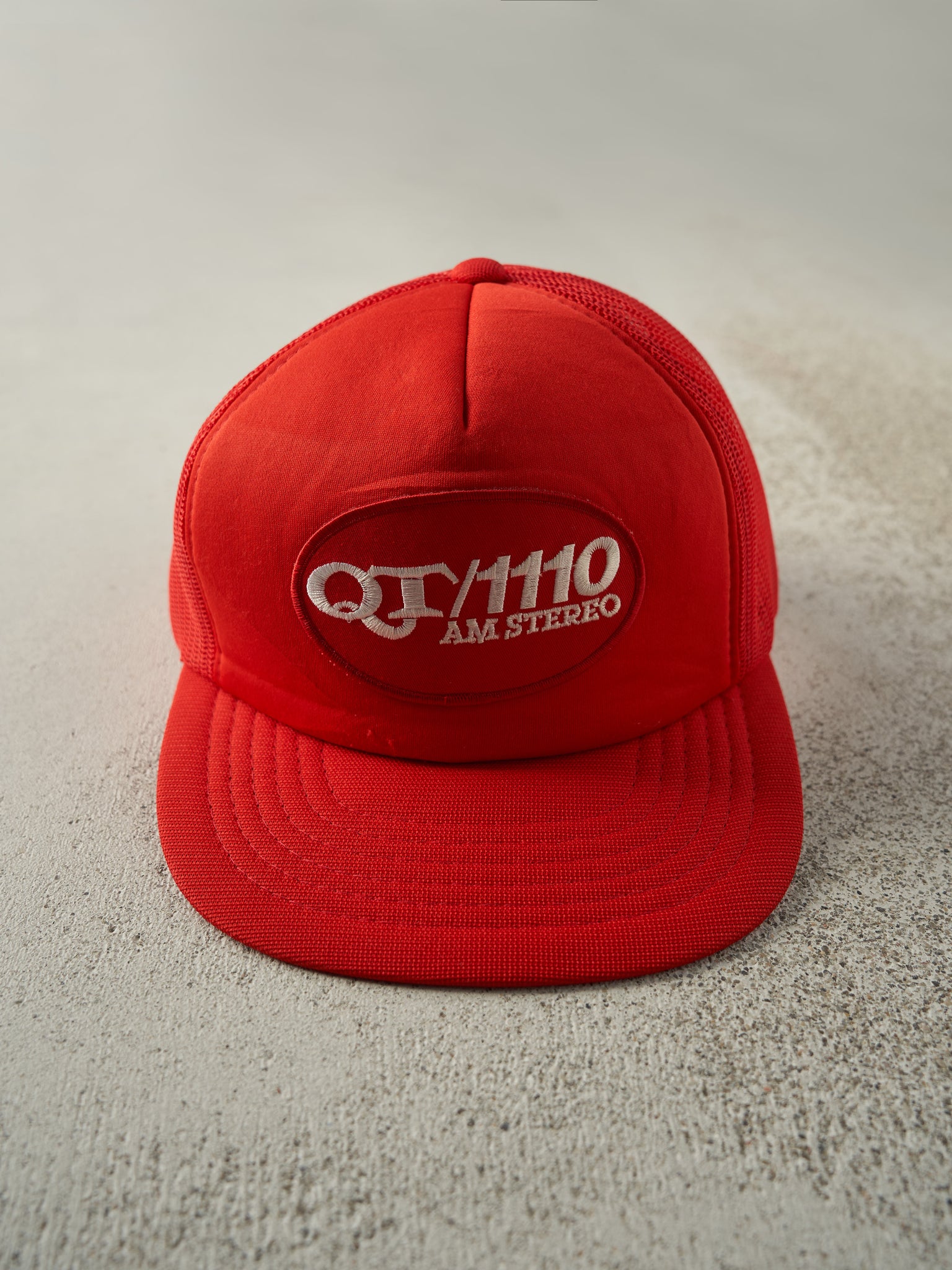 Vintage 80s Red QT 1110 AM Stereo Foam Trucker Hat