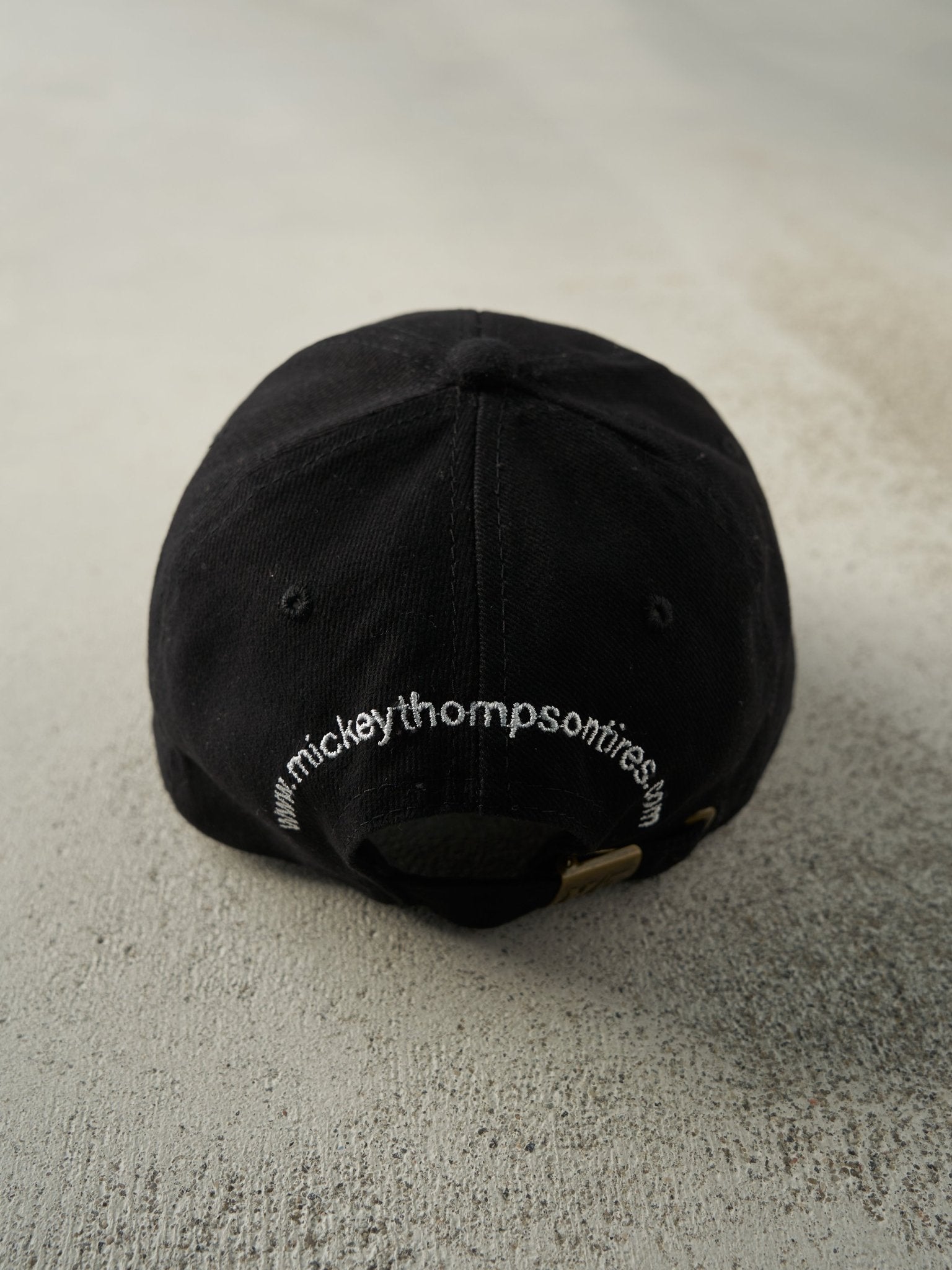 Vintage Y2K Black Embroidered Mickey Thompson Strapback Hat