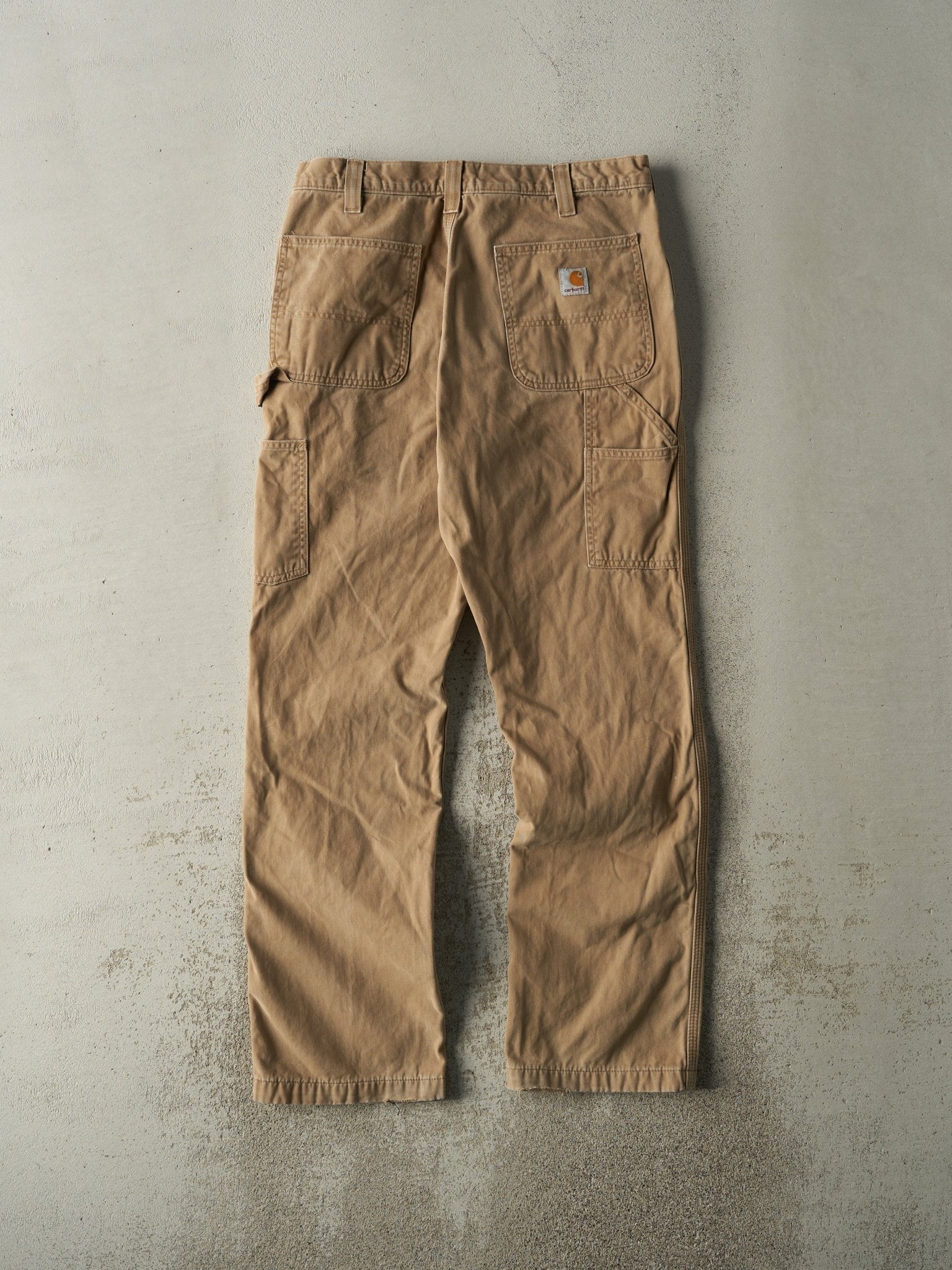Vintage Y2K Beige Carhartt Flannel Lined Carpenter Pants (32x32)
