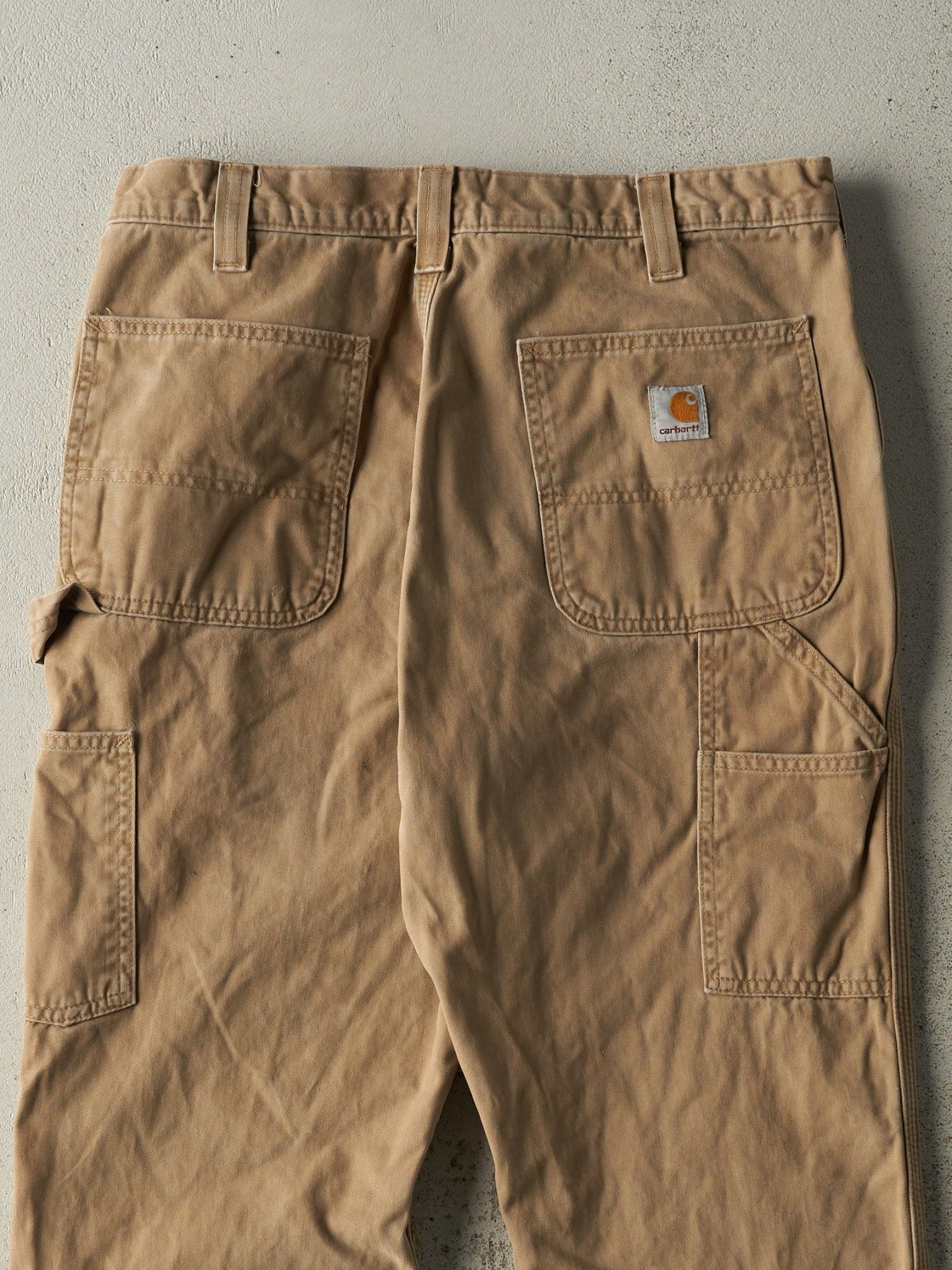 Vintage Y2K Beige Carhartt Flannel Lined Carpenter Pants (32x32)