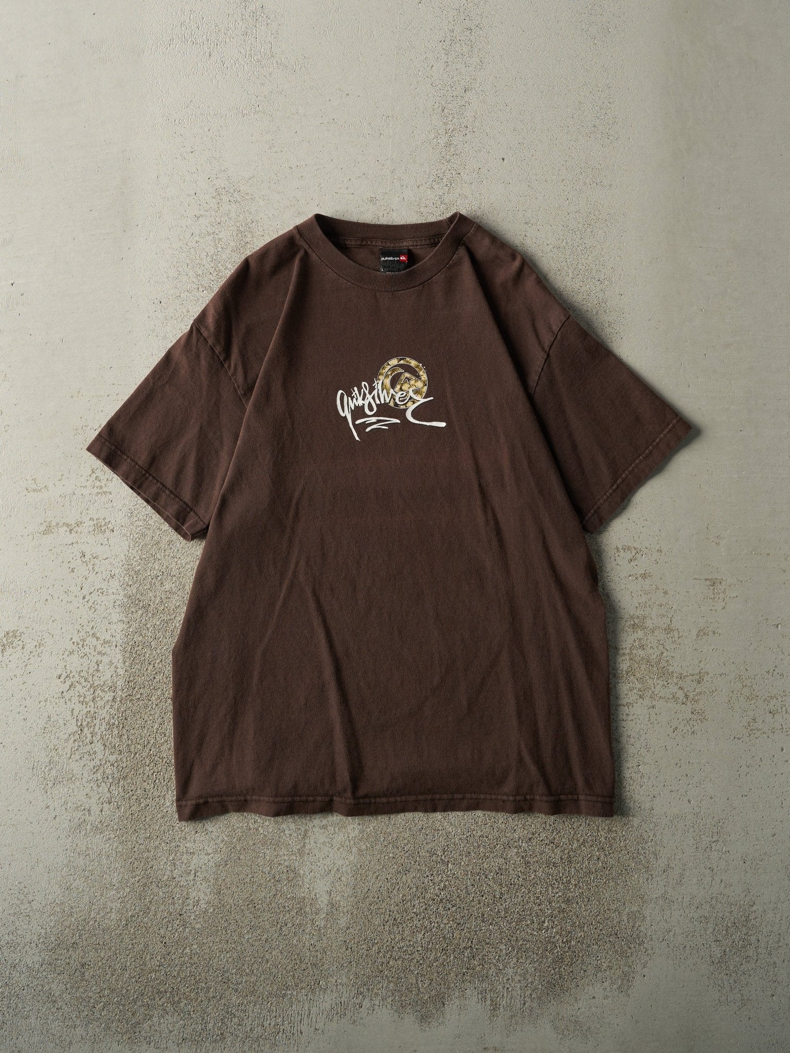 Vintage Y2K Brown Quiksilver Logo Tee (M)