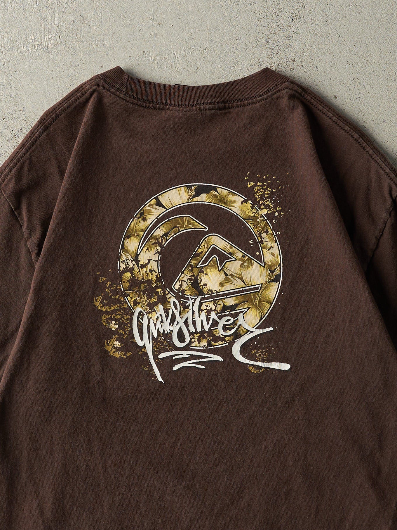 Vintage Y2K Brown Quiksilver Logo Tee (M)